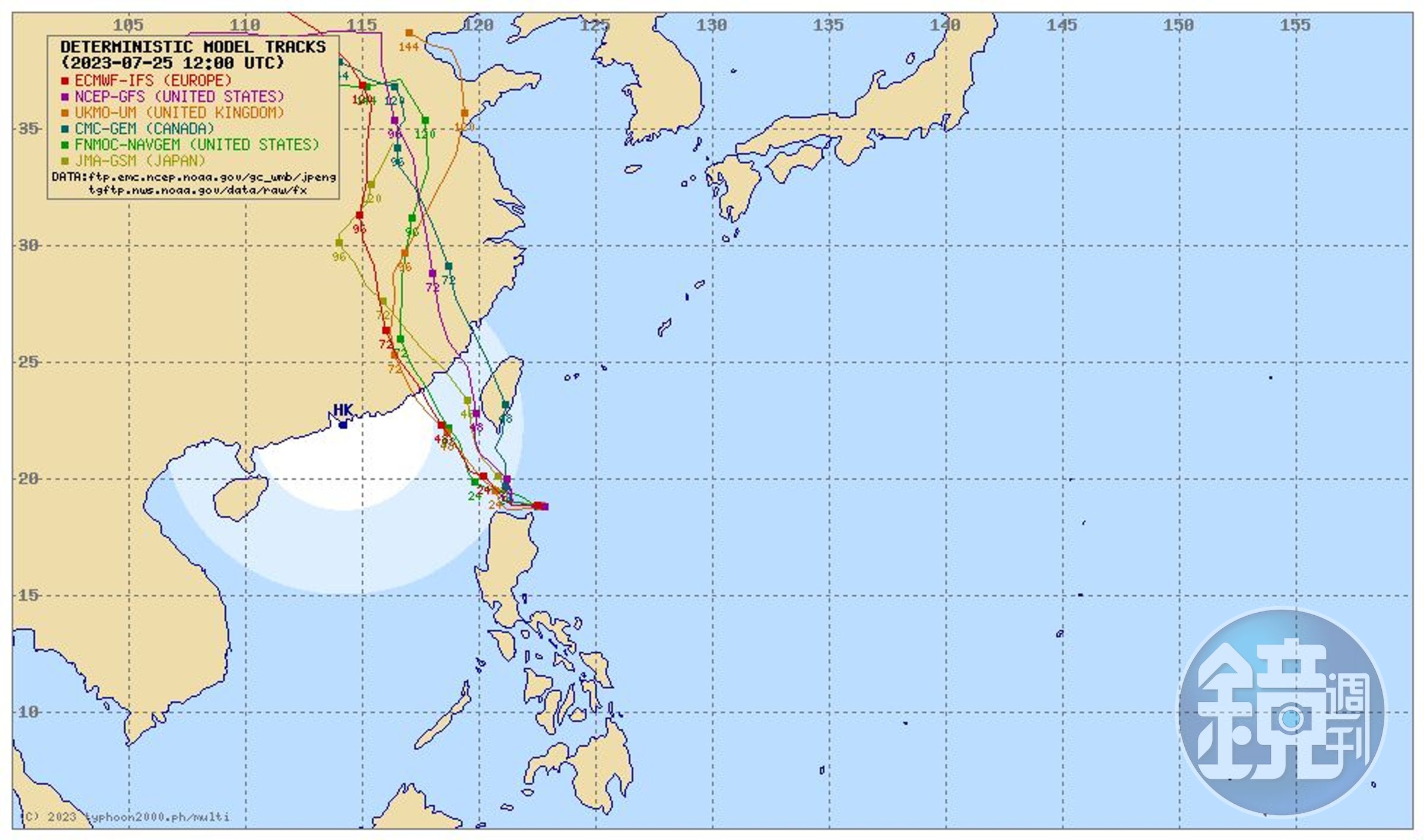 最新各國電腦模式模擬出爐。(翻攝自typhoon2000)