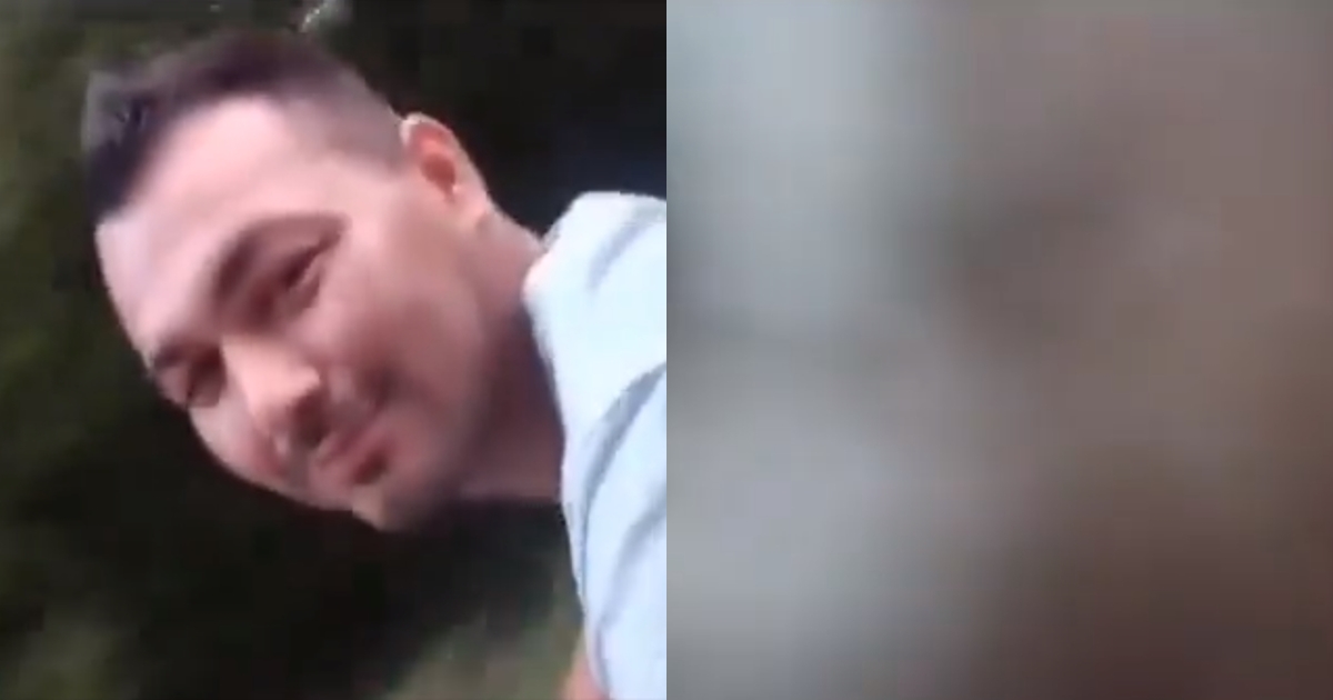 男子轉頭看鏡頭微笑後就失控摔車,後座的女友當場死亡。(翻攝自推特)