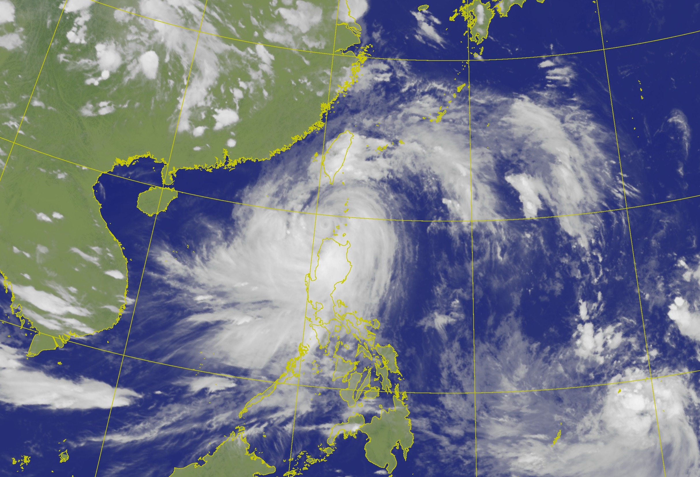 中颱杜蘇芮步步進逼，海上、陸上颱風警報齊發。（中央氣象局提供）