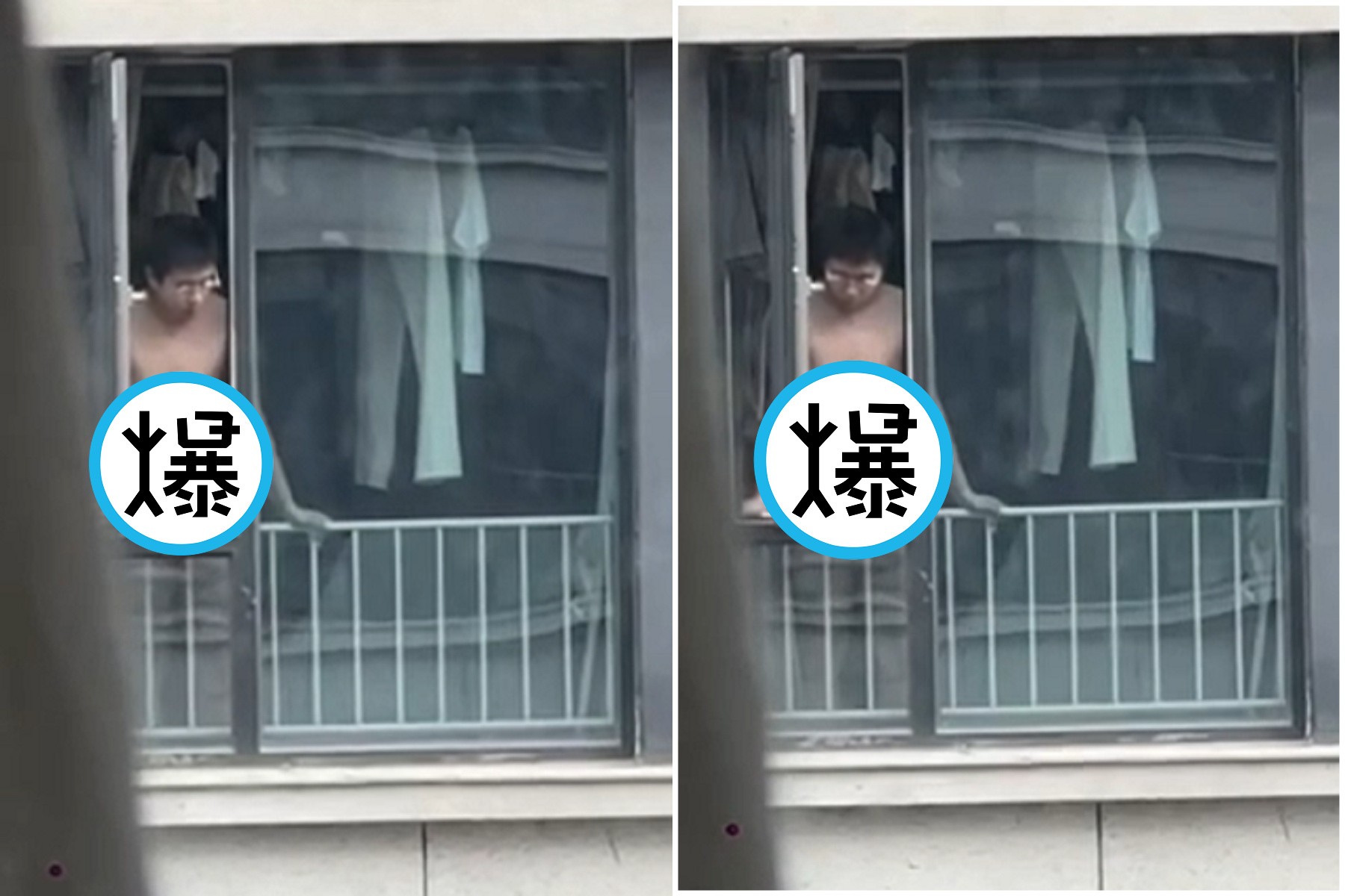 鄰居一開窗驚見他，脫下褲子加油擼！眼神望穿秋水「金剛棒磨鐵杵」。（翻自《91吃瓜中心》）