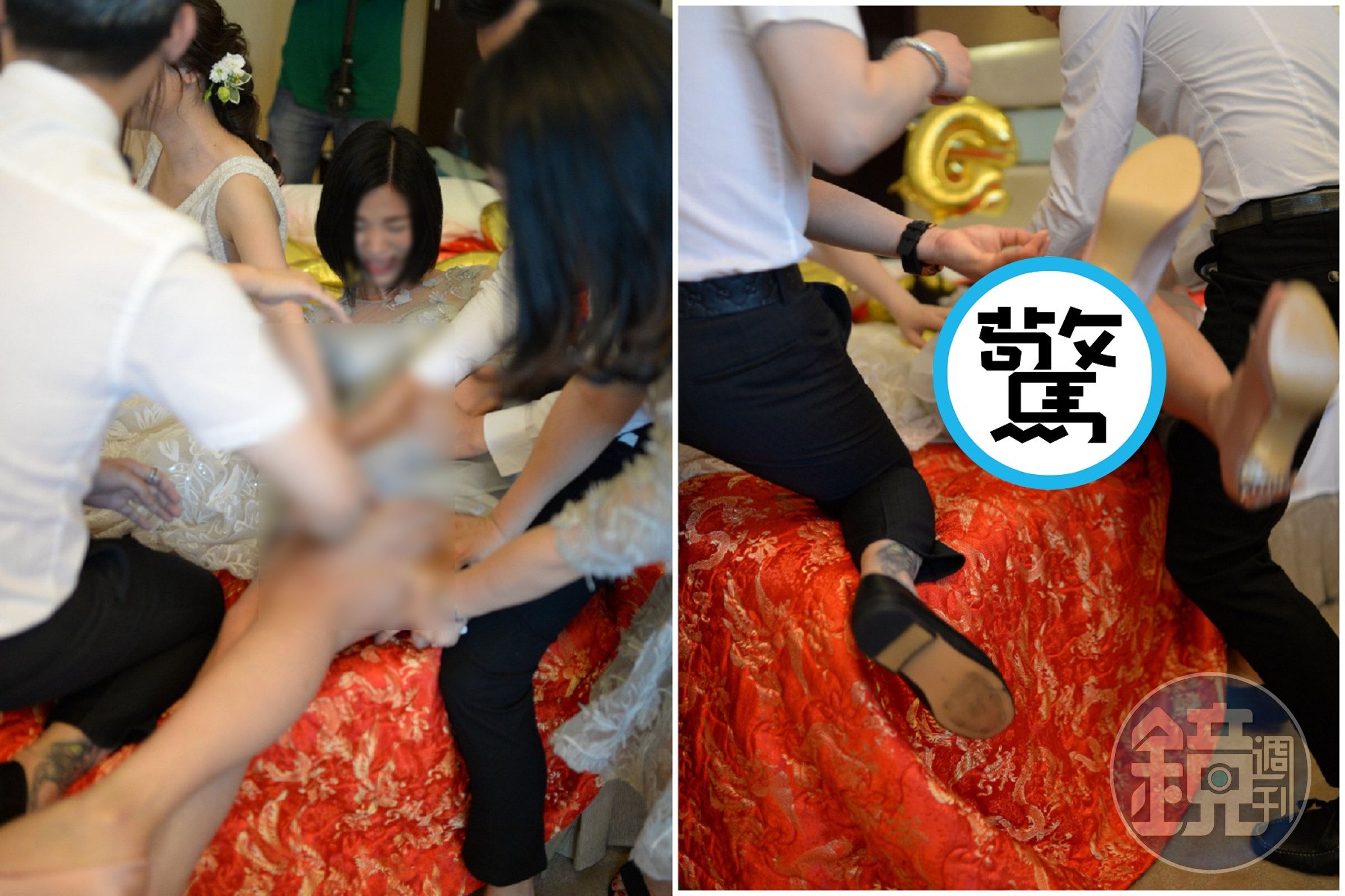 中國又現變態婚鬧，正妹伴娘慘遭「千手觀音」猥褻。（翻自微博）