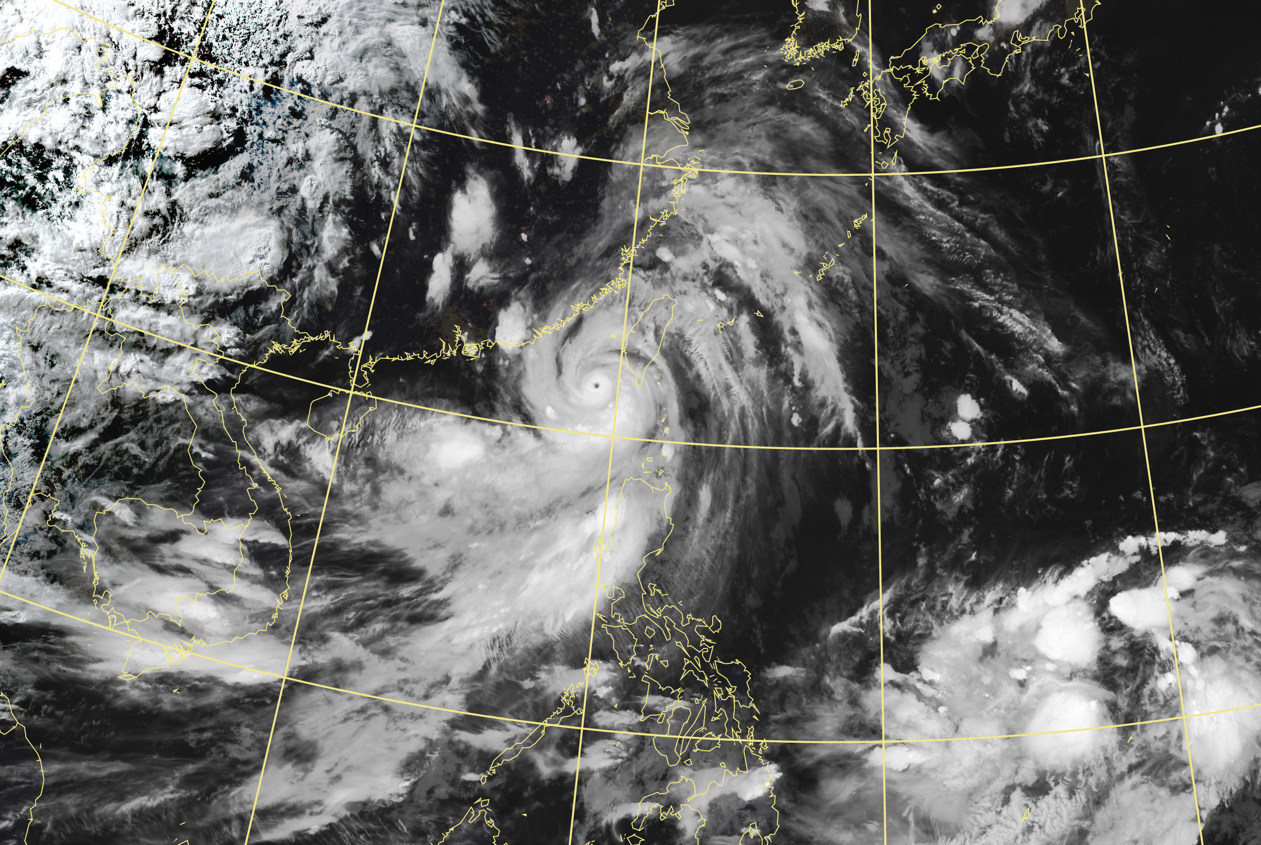 杜蘇芮目前正在在鵝鑾鼻西南西方海面，向北北西移動。（中央氣象局提供）