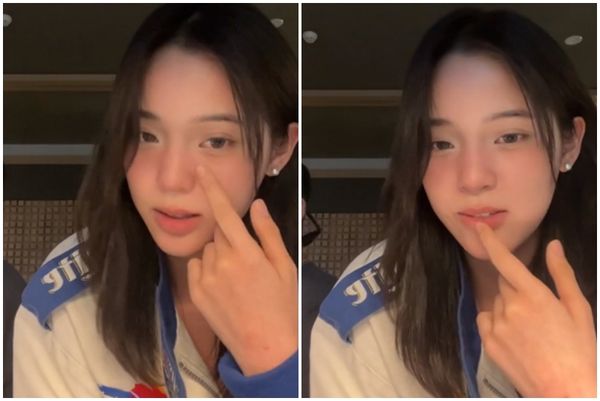 歐陽娜娜直播時跟網友分享自己的貓咪紋。（翻攝自微博）