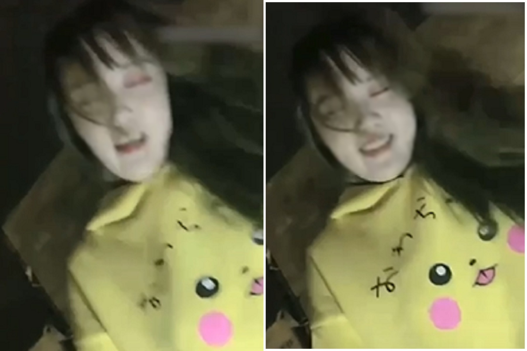 正妹與皮卡丘「超自然震動」當街情色直播，老司機圍觀好興奮！竟是便衣來抓人。（翻自《黑料不打烊》）