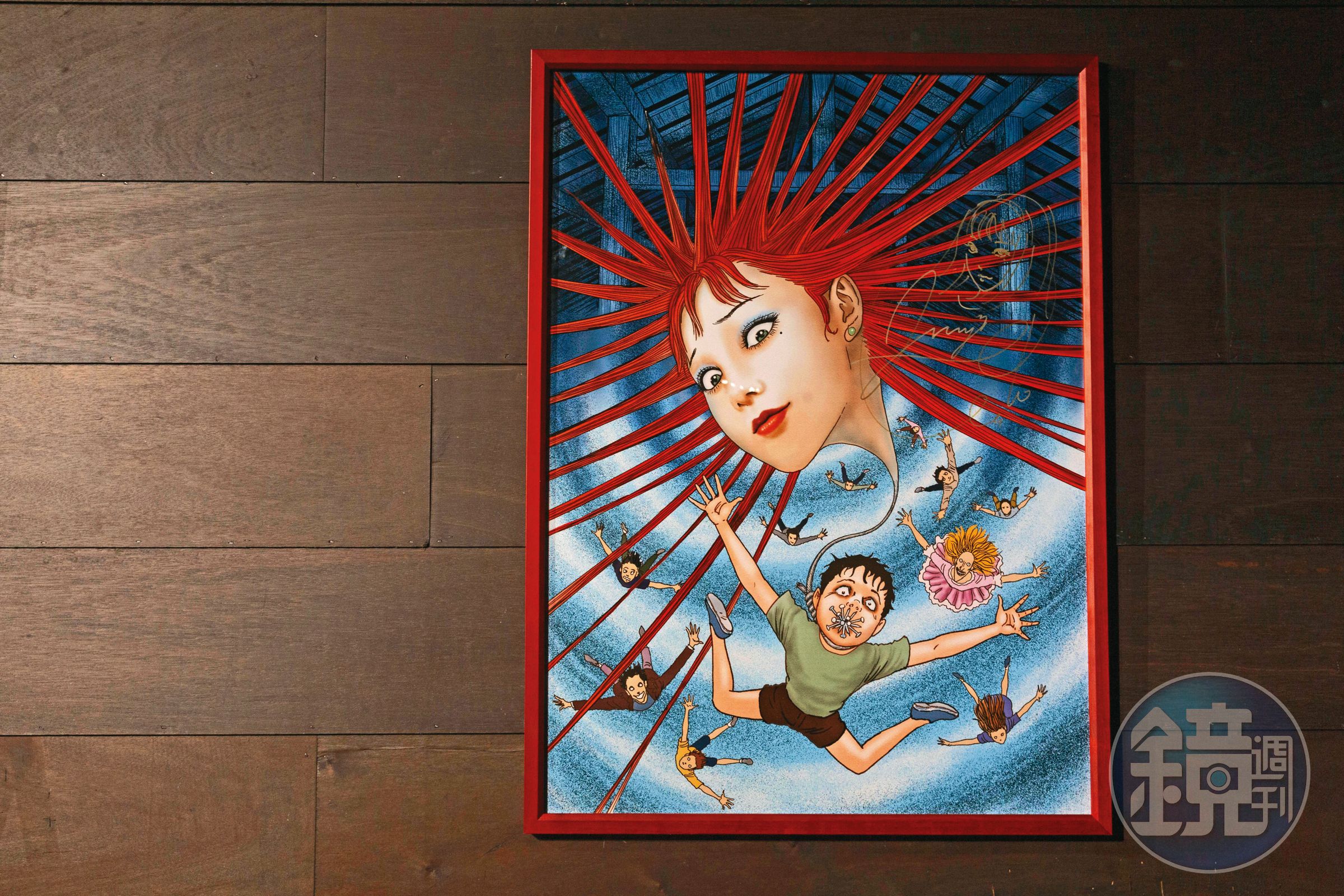 伊藤潤二特地繪製集結「人頭氣球」、「雙一」等經典角色的台灣展覽主視覺。
