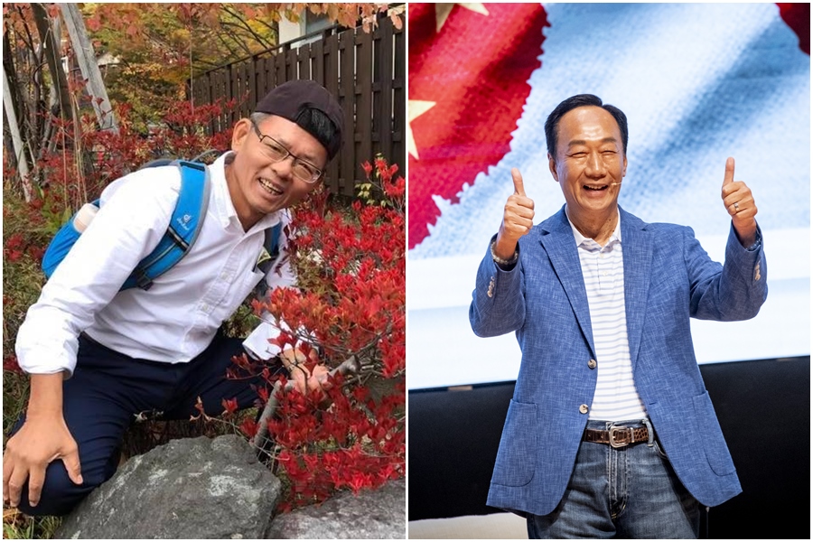 郭台銘（右圖）規劃身後財產90％全捐贈出去做慈善與公益事業，楊秋興（左圖）讚許郭董是台灣最捨得的企業家。（左圖翻攝自楊秋興臉書）