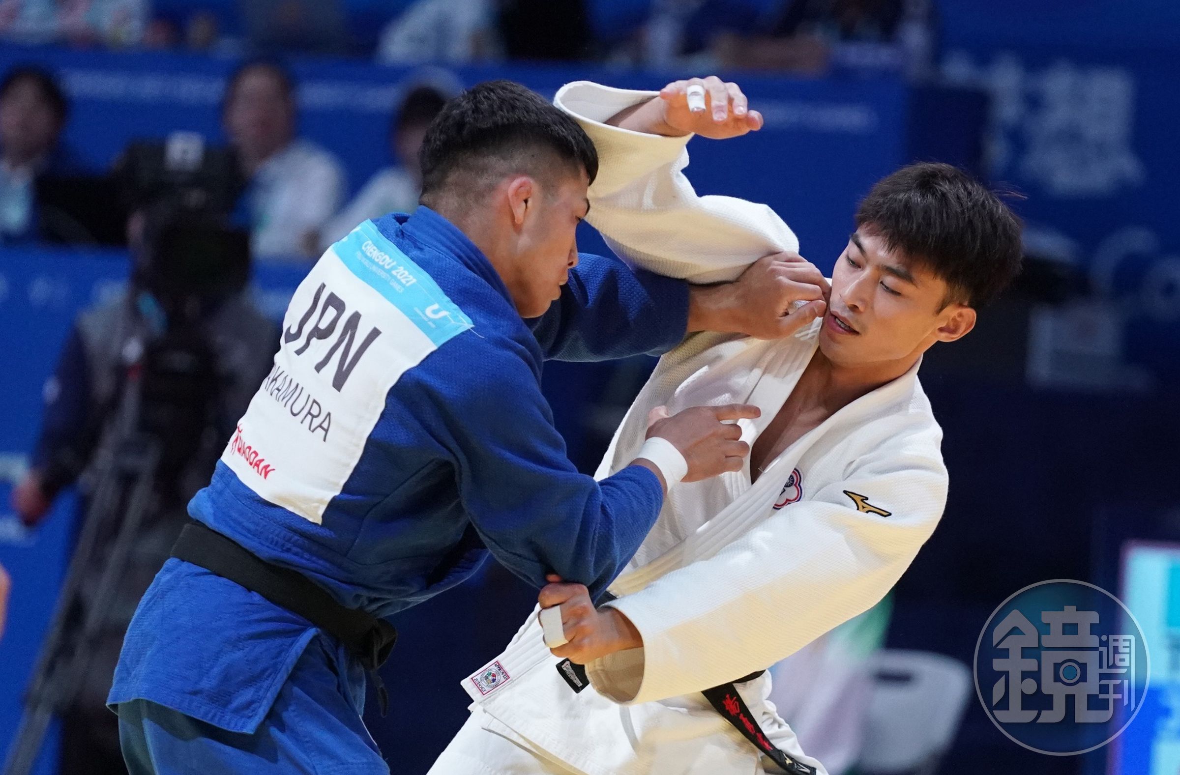 世大運「柔道男神」楊勇緯惜敗給日本選手拿下銀牌。（大專體總提供）