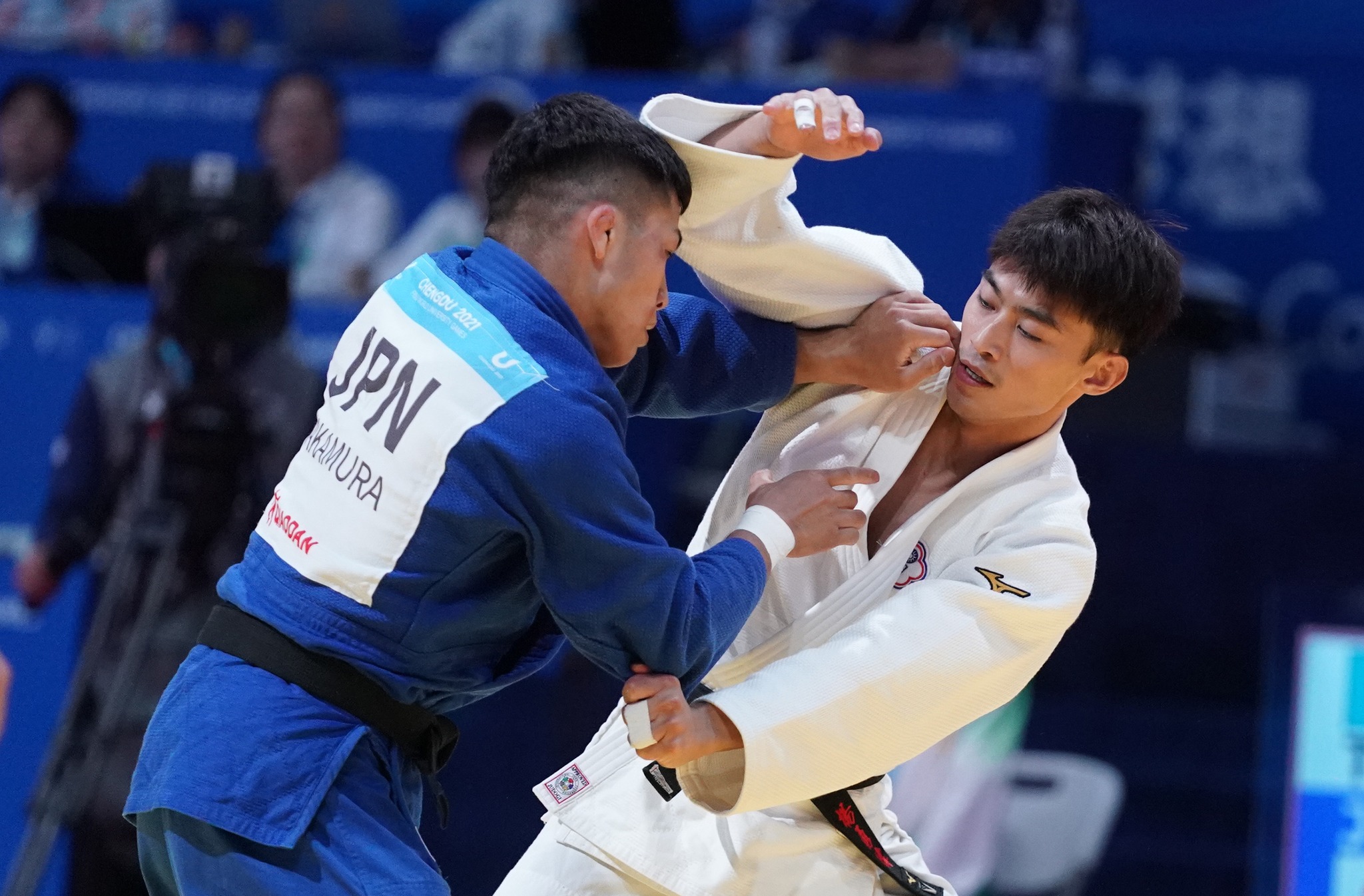 世大運「柔道男神」楊勇緯惜敗給日本選手拿下銀牌。（大專體總提供）