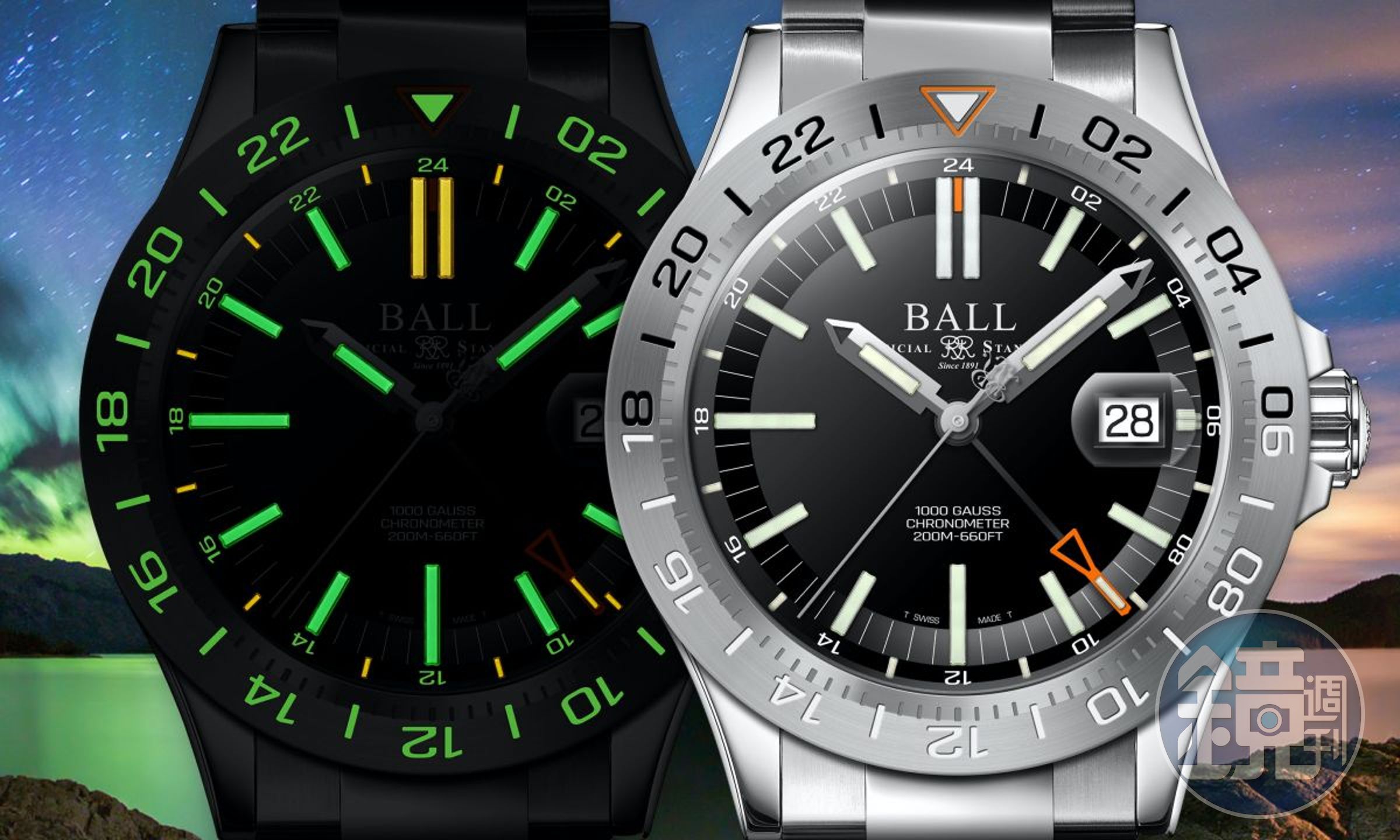 BALL Watch Engineer III Outlier錶款，擁有200米防水性能，明亮的氚氣燈管夜光與「真兩地時間」功能，並具備防磁與抗震結構，是強悍的都會探險用錶。