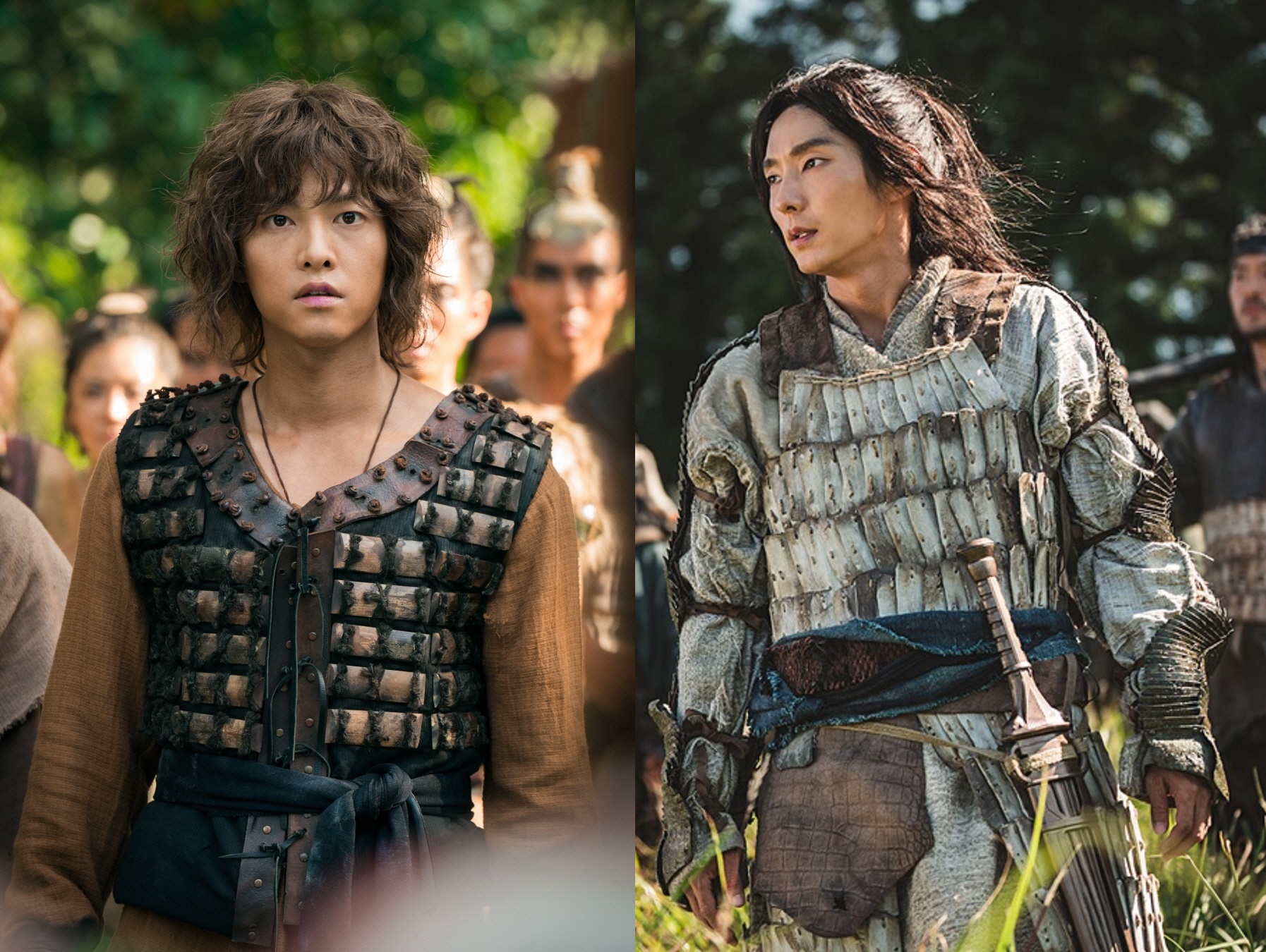 宋仲基主演的《阿斯達年代記》（左圖）將推出第2季，他演出的角色「銀殲」將換由李準基詮釋。（左圖翻攝自tvN，右圖Disney+提供）
