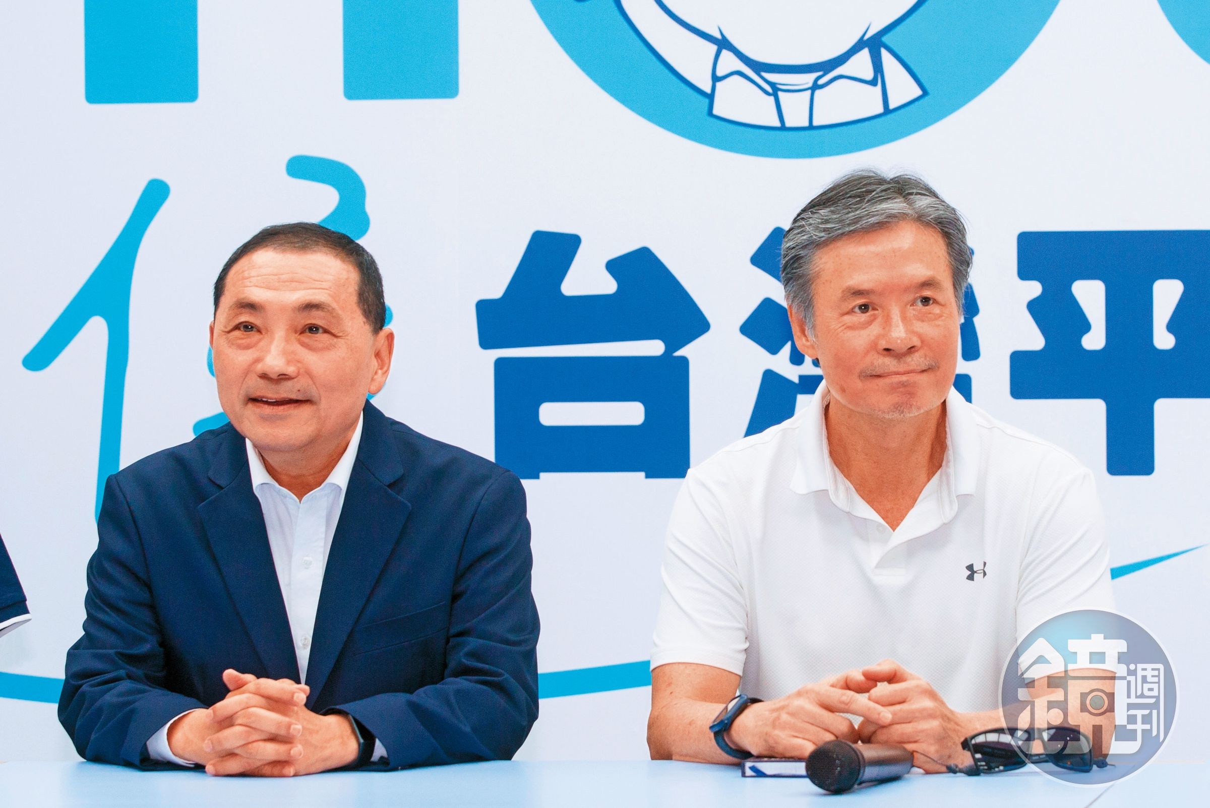 郭台銘是否參選總統情勢未明,侯友宜(左)和金溥聰(右)恐難接受「2隻母雞」政策。