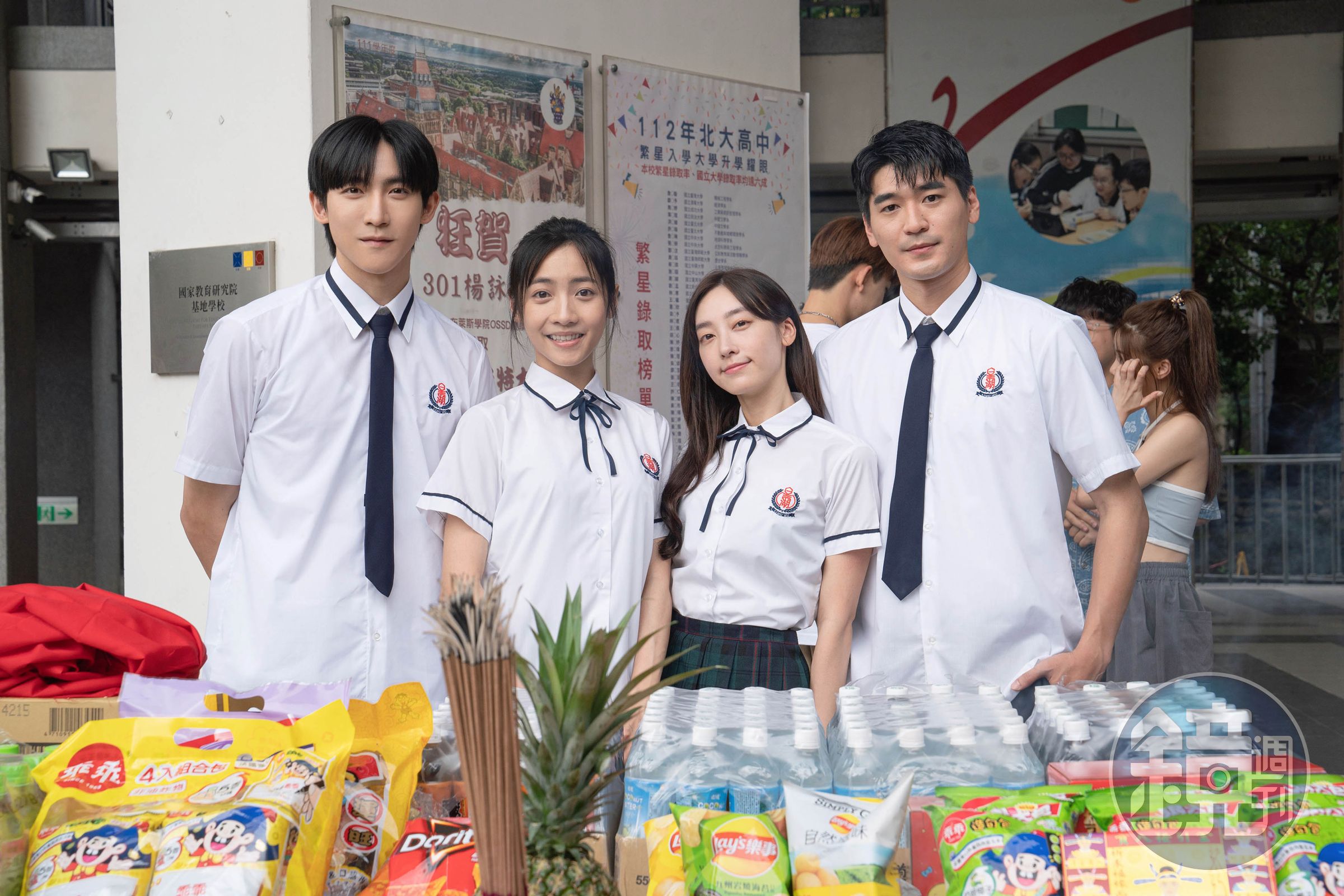 黃宏軒(左起)、林映彤、席惟倫、涂善存在片中還要挑戰音樂劇,各自做了音樂上的訓練。(星映電影提供)