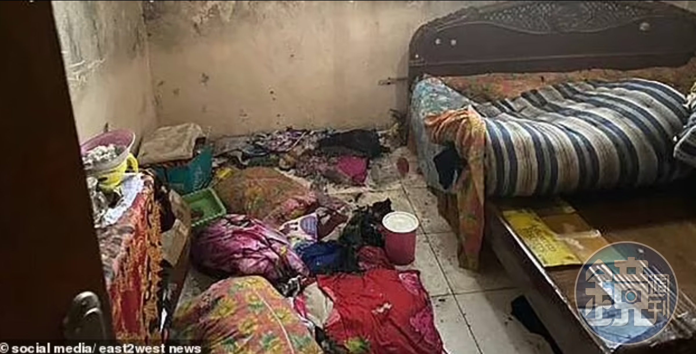囚禁性奴的房間相當髒亂,而且發現另一性奴歐薩娜的部分遺骸。(翻自《每日郵報》)