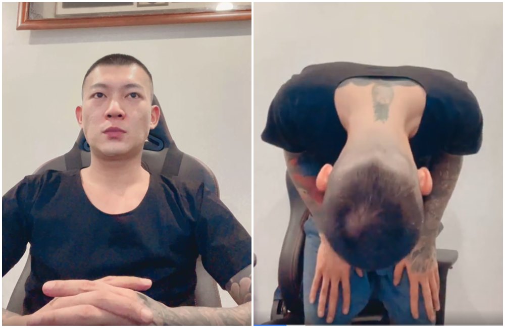 鳳梨開直播鞠躬道歉。（翻攝吳宏毅臉書）