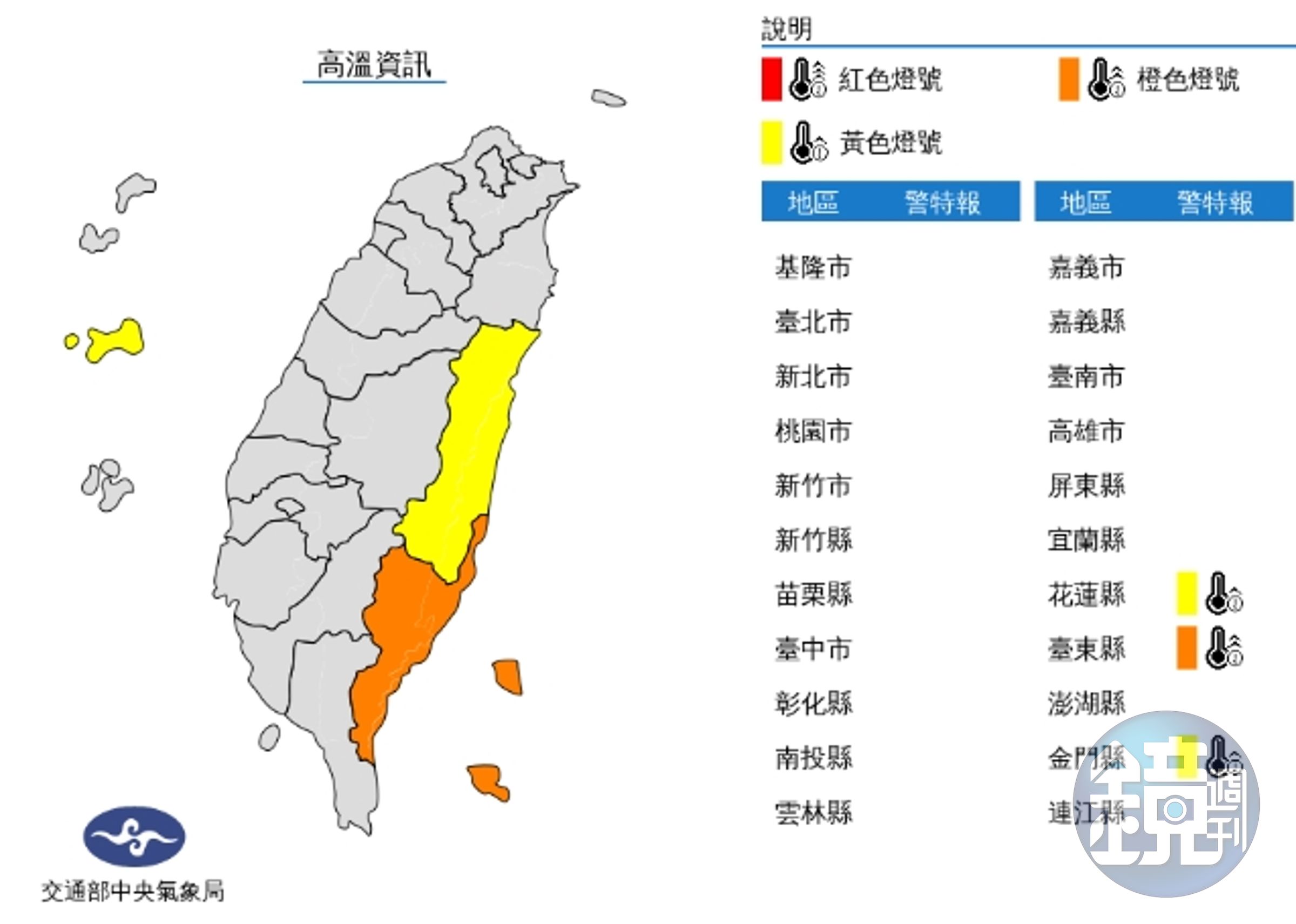 中央氣象局發布高溫資訊。(中央氣象局提供)