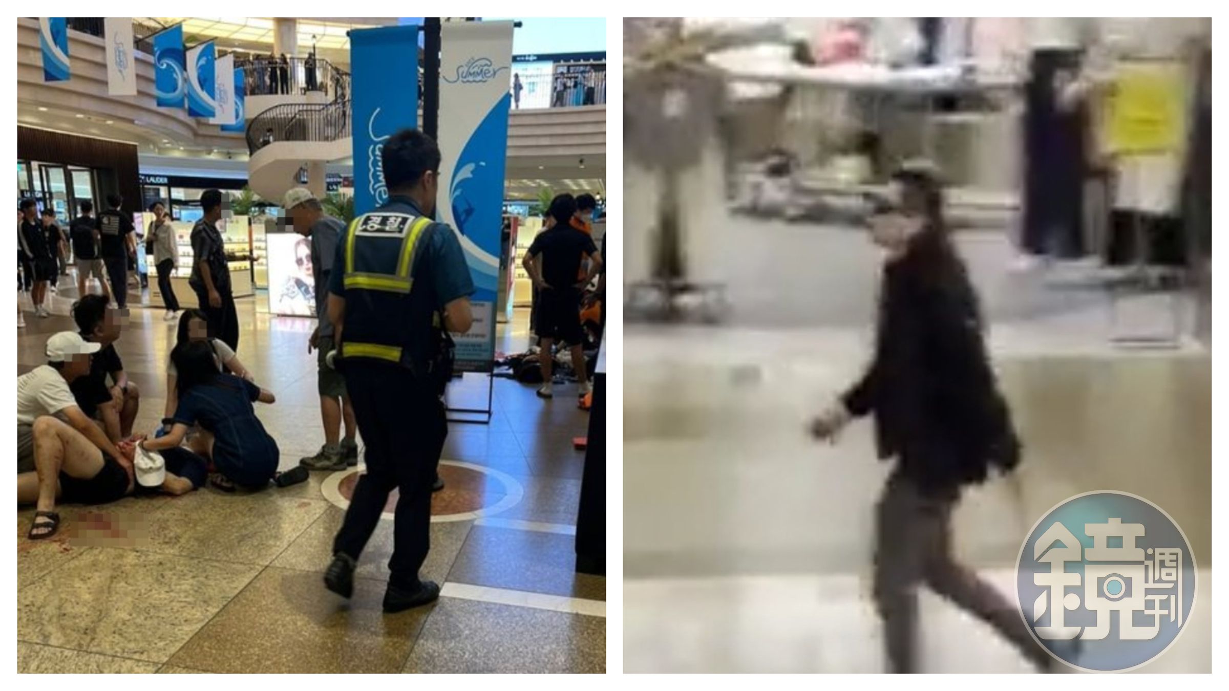 南韓又爆隨機傷人案，一名送貨員先駕車撞人，再持刀隨機傷人。（翻攝自推特@eeeeeddddd5、@gimchae42991738）
