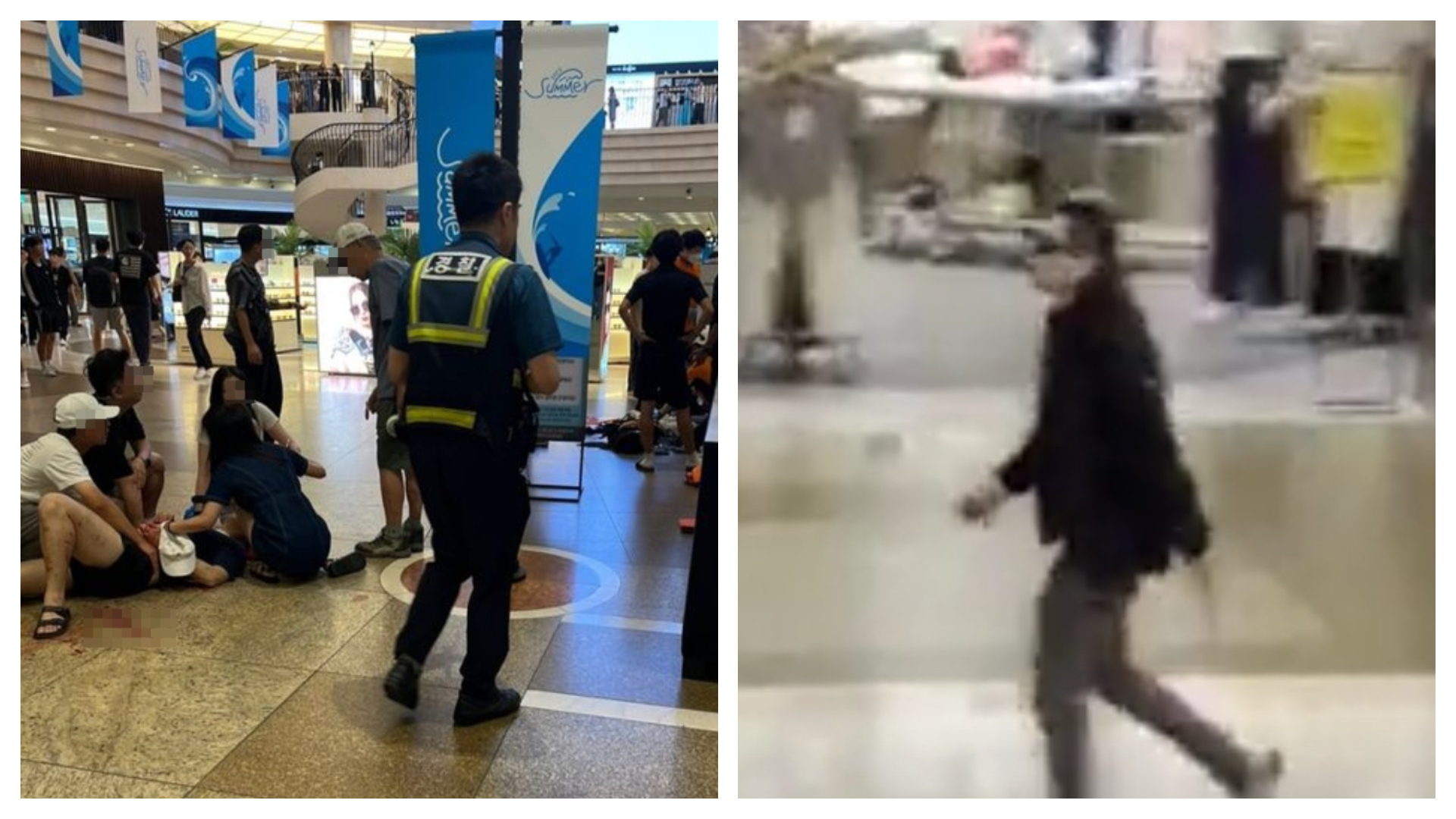 南韓又爆隨機傷人案，一名送貨員先駕車撞人，再持刀隨機傷人。（翻攝自推特@eeeeeddddd5、@gimchae42991738）