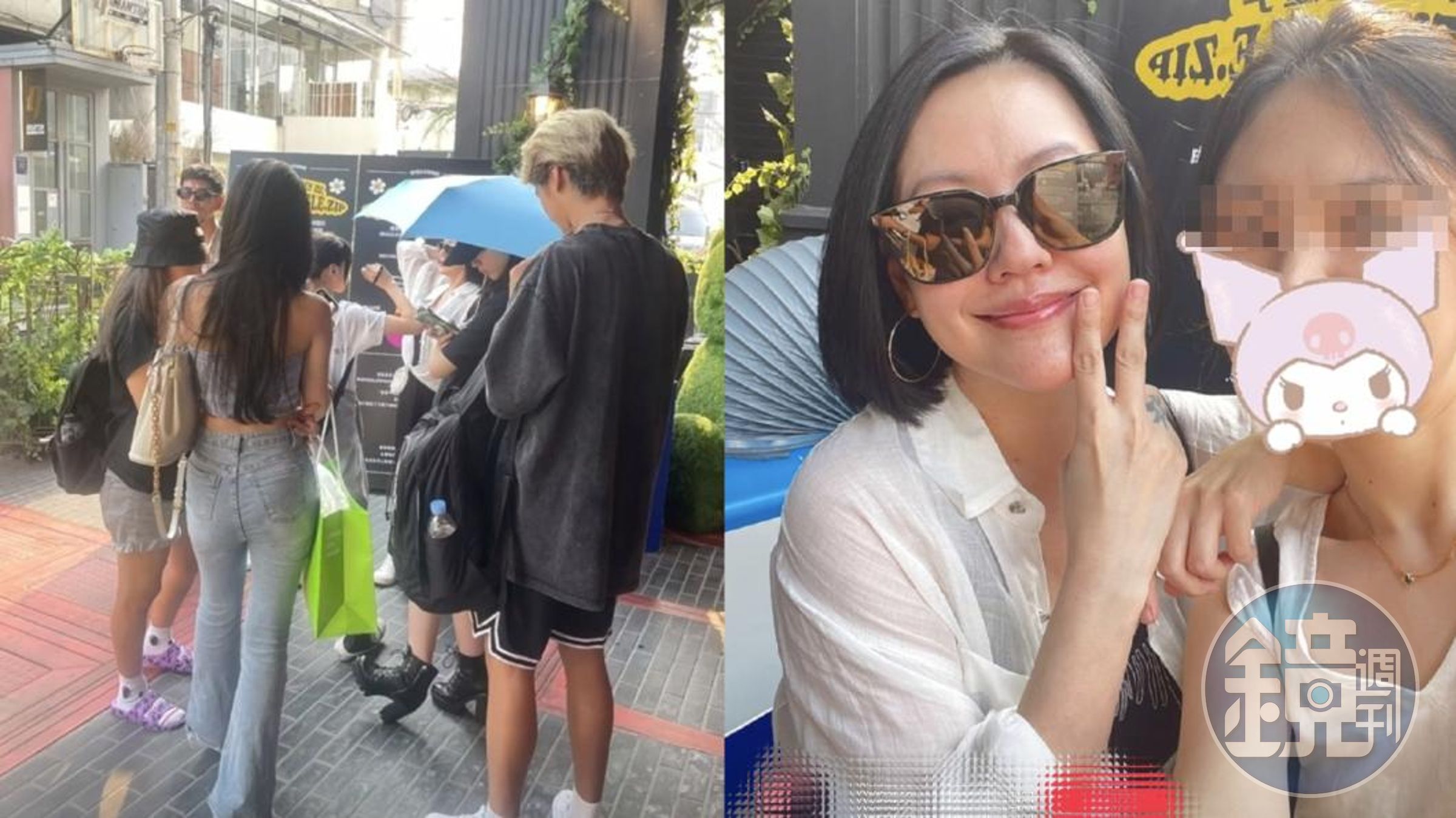 有網友在韓國當地捕獲小S一家,而小S也相當親民合照。(翻攝自微博「新浪大文娛」)