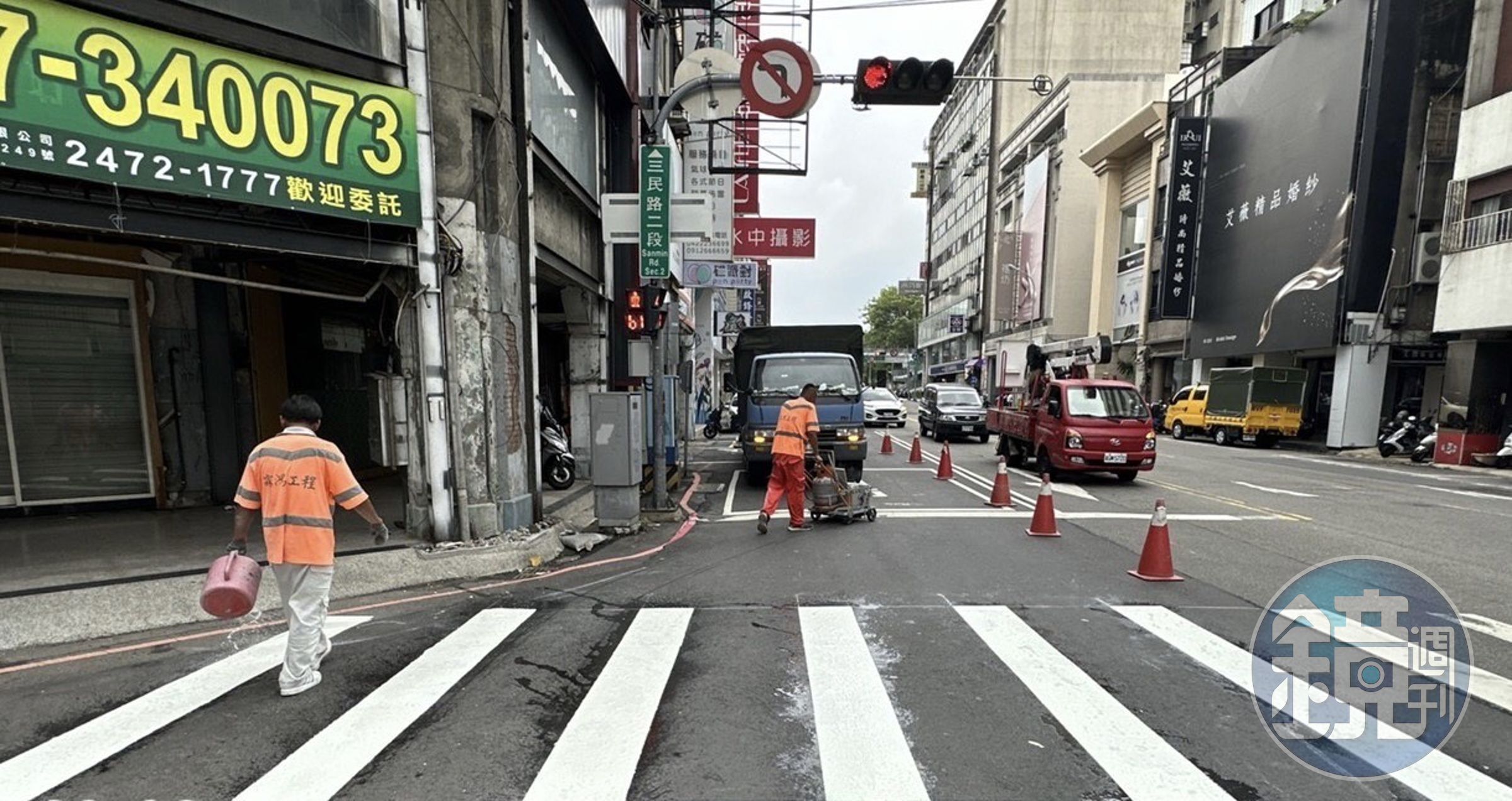 市府要求欣中天然氣公司重繪設標線。(中市府提供)