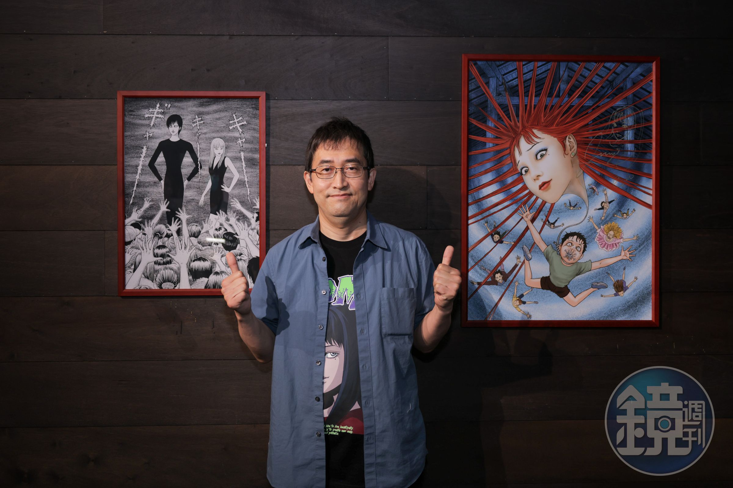 伊藤潤二出道36年推出無數經典恐怖漫畫作品，日前為了「伊藤潤二 恐怖體驗展2」睽違5年訪台。（木棉花國際提供）