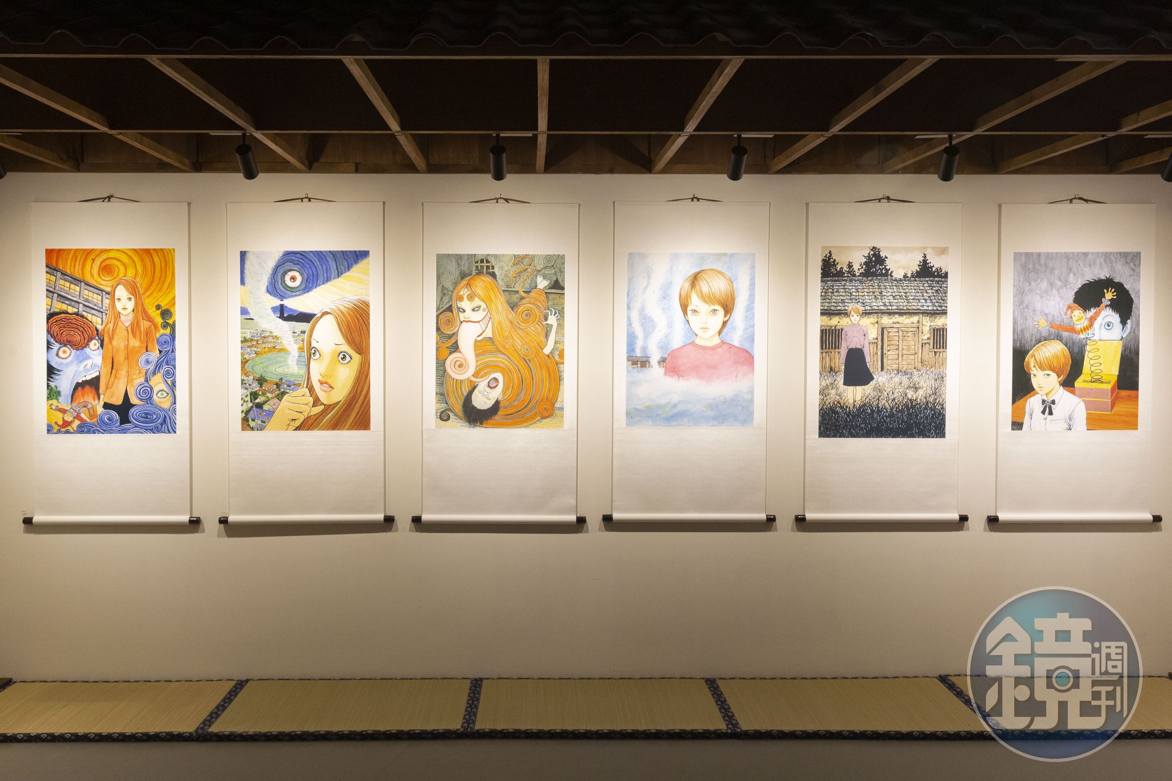 「伊藤潤二 恐怖體驗展2」在華山文創展開,展示許多伊藤潤二的手稿。