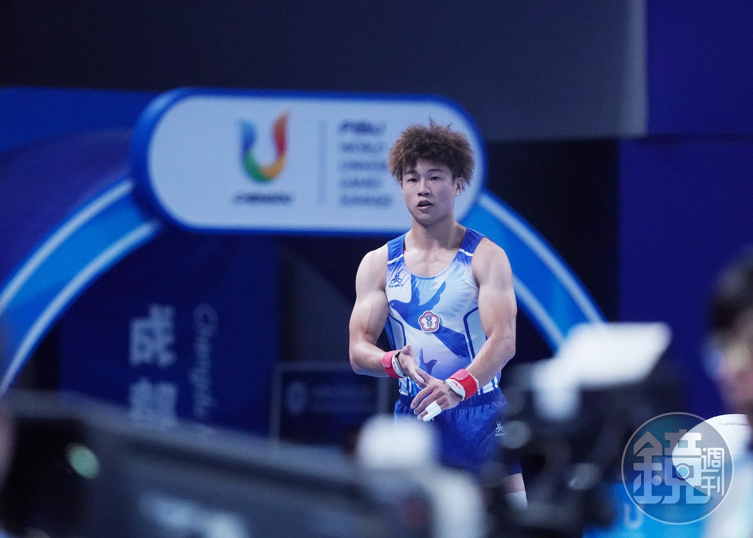 曾為聖今日於跳馬以14.416分奪得銀牌!這也是我國繼2005年後難得的跳馬獎牌、隊史第3面。(大專體總提供)