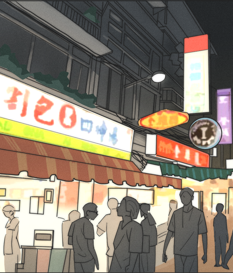 《我的室友帥哥學長》有公館商圈等台灣場景。(LINE WEBTOON提供)