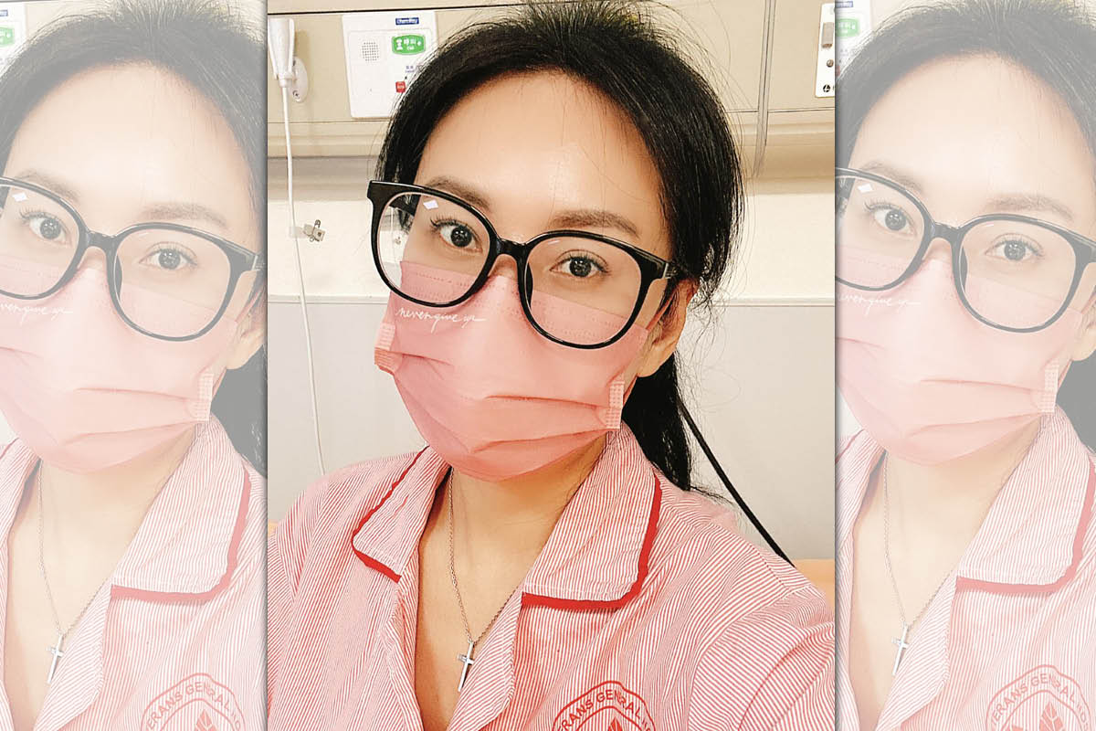 洪曉蕾返台治療家人也在病房陪伴。（翻攝自洪曉蕾臉書）