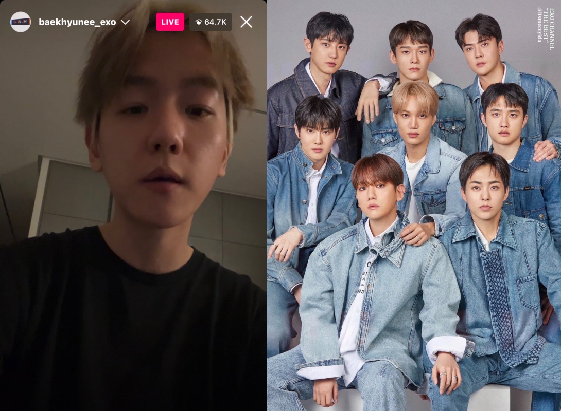 EXO伯賢凌晨開直播宣布將開個人公司，對最近的傳言一一解釋說明。（網路圖片）
