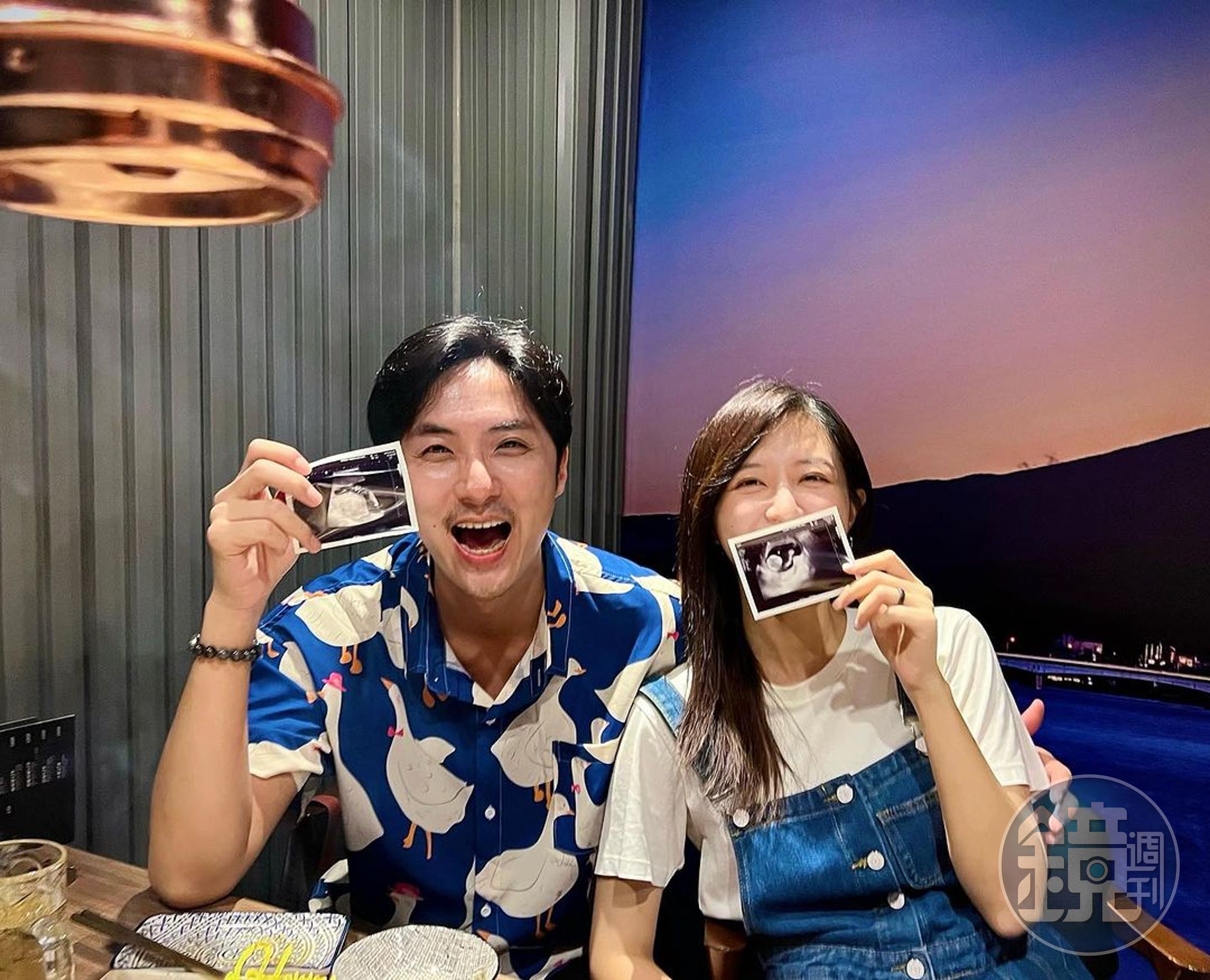 李運慶(左)和洪詩(右)今日共同宣布女方懷孕的好消息。(翻攝自洪詩IG)