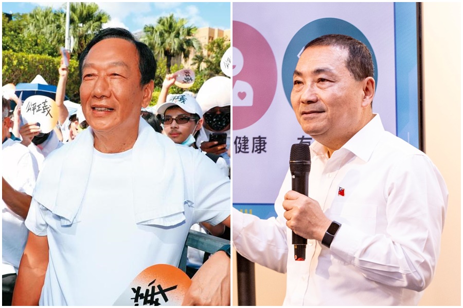 對於郭台銘（左）動作頻頻，侯友宜（右）表示不了解對方有什麼規劃。（本刊資料照）