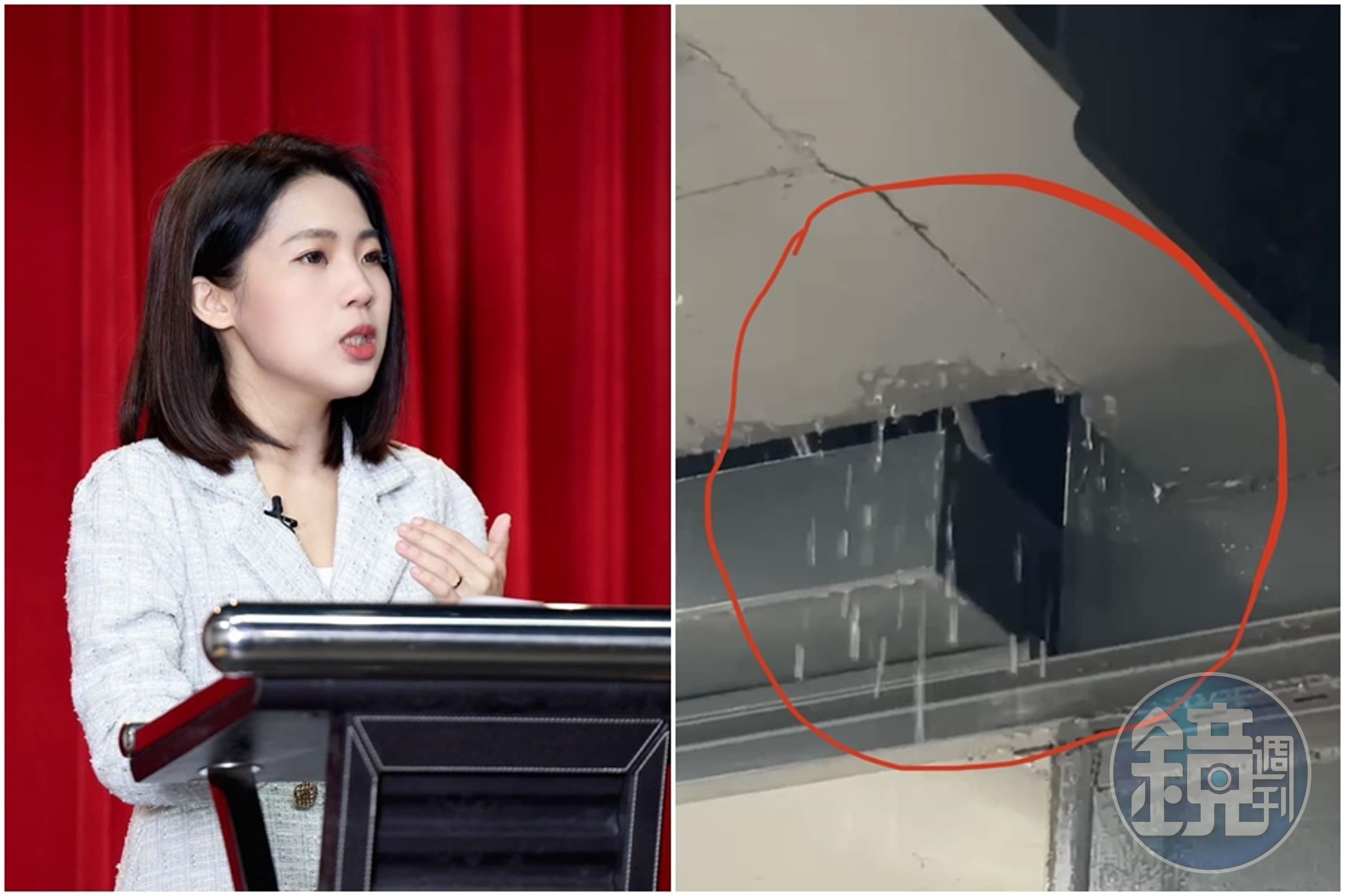 台北市議員徐巧芯在臉書貼出影片,質疑台南沙崙綠能科技城投入前瞻計畫43億的施工品質。(翻攝自徐巧芯臉書)