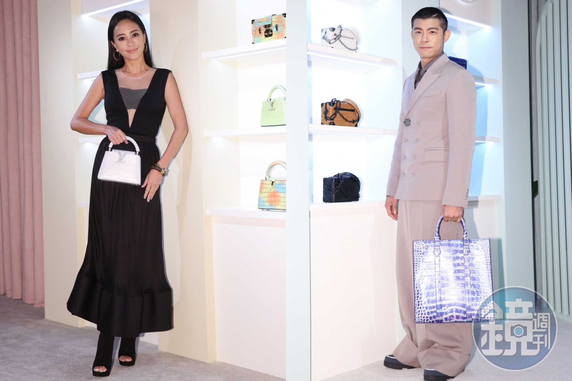 (左起)關穎、王柏傑出席擔任LOUIS VUITTON(路易威登)2023「珍稀皮革展」活動嘉賓。