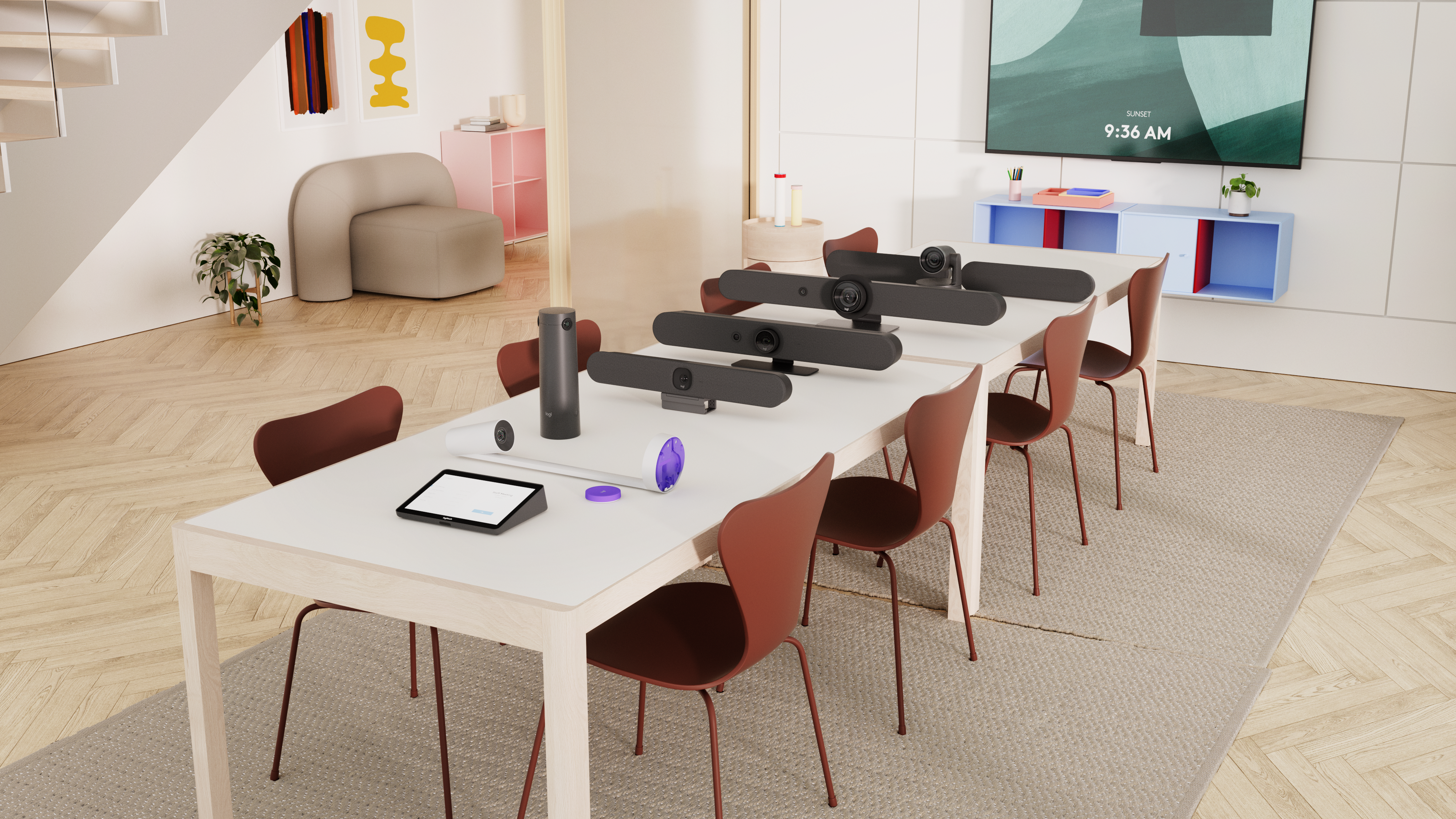 Logitech for Business 打造全系列配備 AI智能技術的視訊會議設備，滿足不同類型的工作場所需求，迎接多元化的視訊辦公型態。