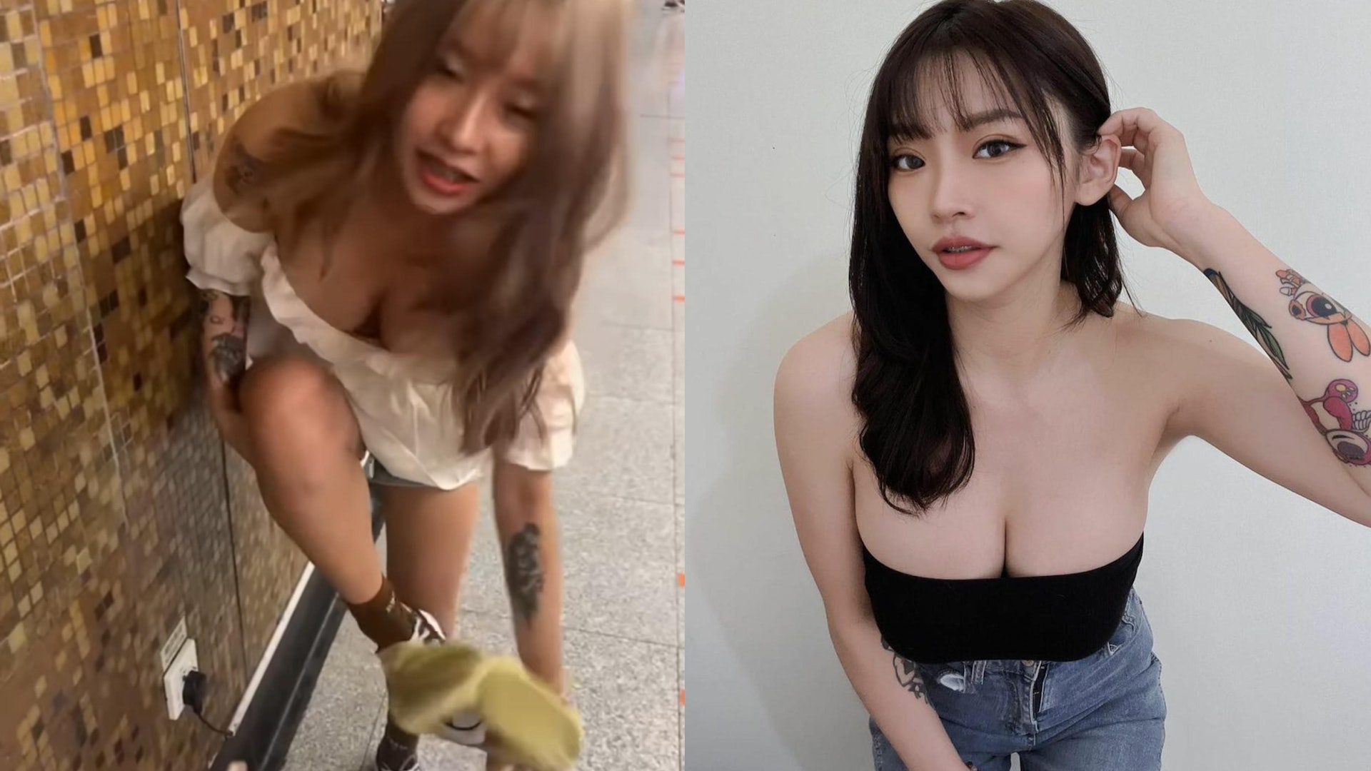 在地鐵站當眾換衣「見奶奶」，正妹被起底！網驚「胸器真的是凶器」。（翻自IG）