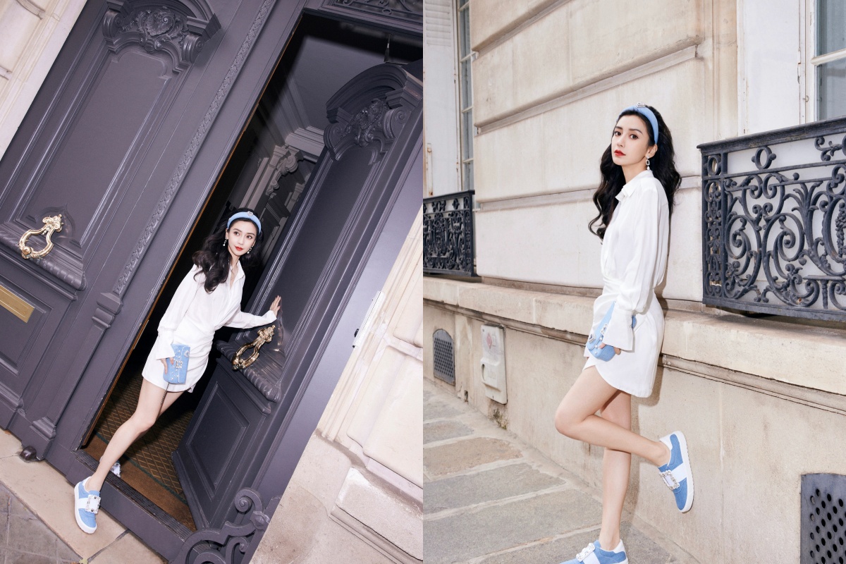 Roger Vivier代言人楊穎（Angelababy）演繹全新2023七夕限定系列的甜蜜瞬間。（迪生提供）