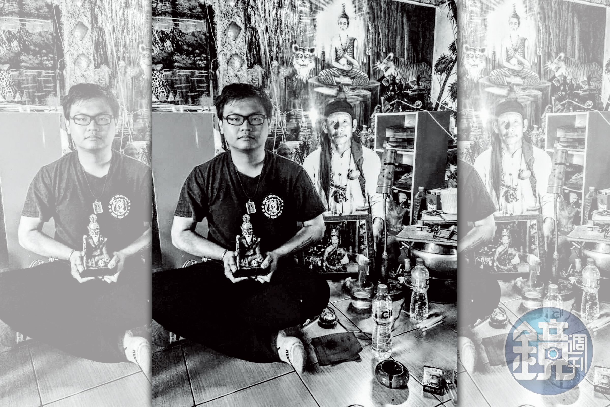 葉昱揚曾傳送他與泰國法師的合照給A小姐,藉此取得對方信任。(讀者提供)