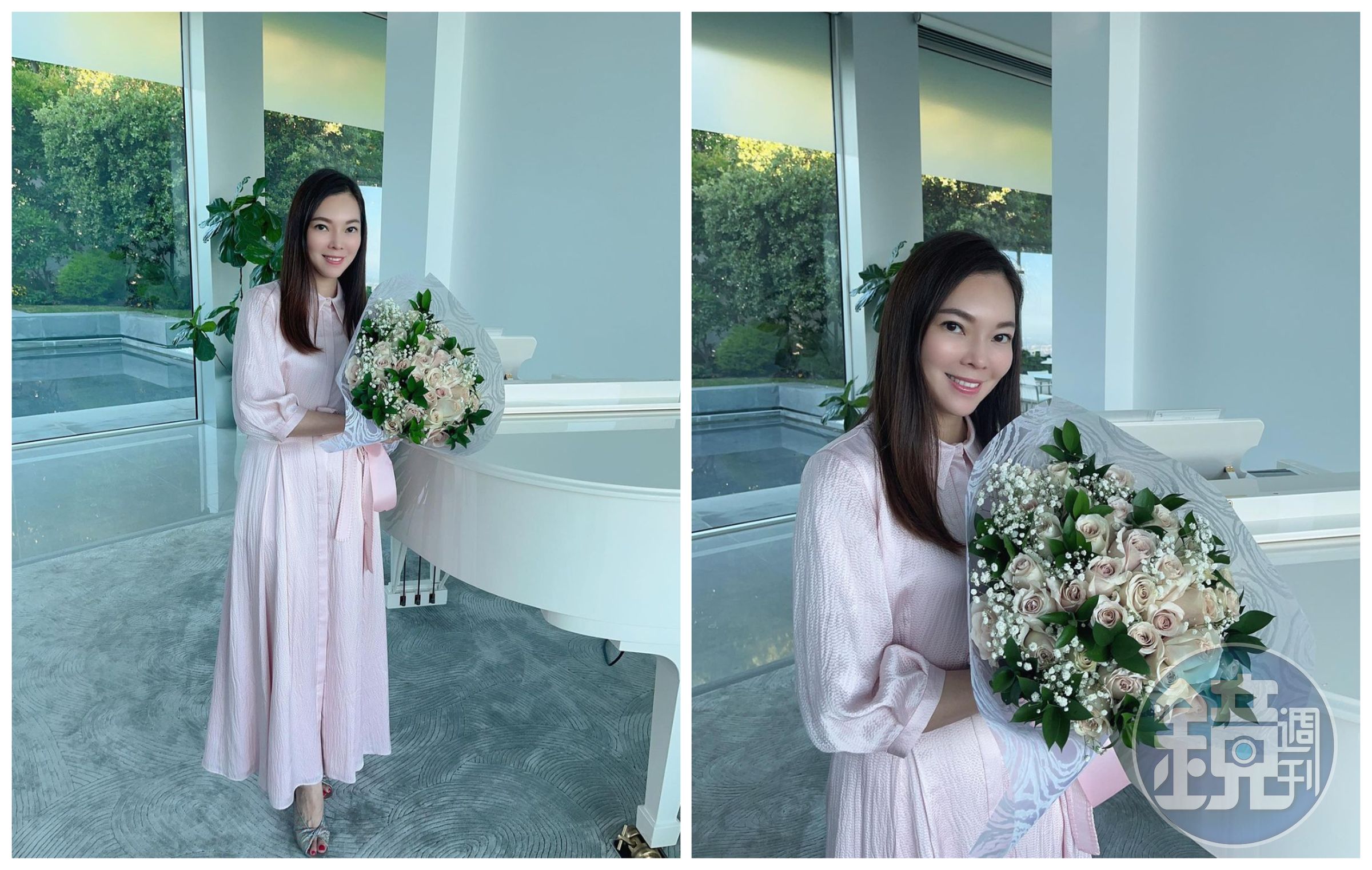 玫瑰花束是郭台銘跨海送的結婚15週年禮物。（翻攝曾馨瑩IG）