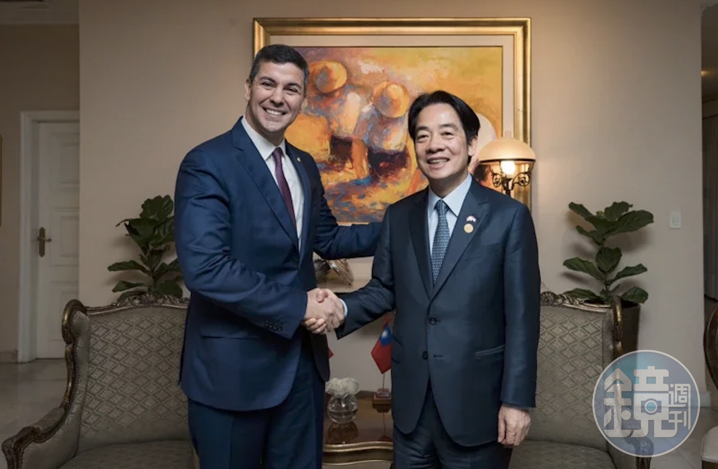 賴清德（右）與巴拉圭新任總統貝尼亞會晤。（總統府提供）