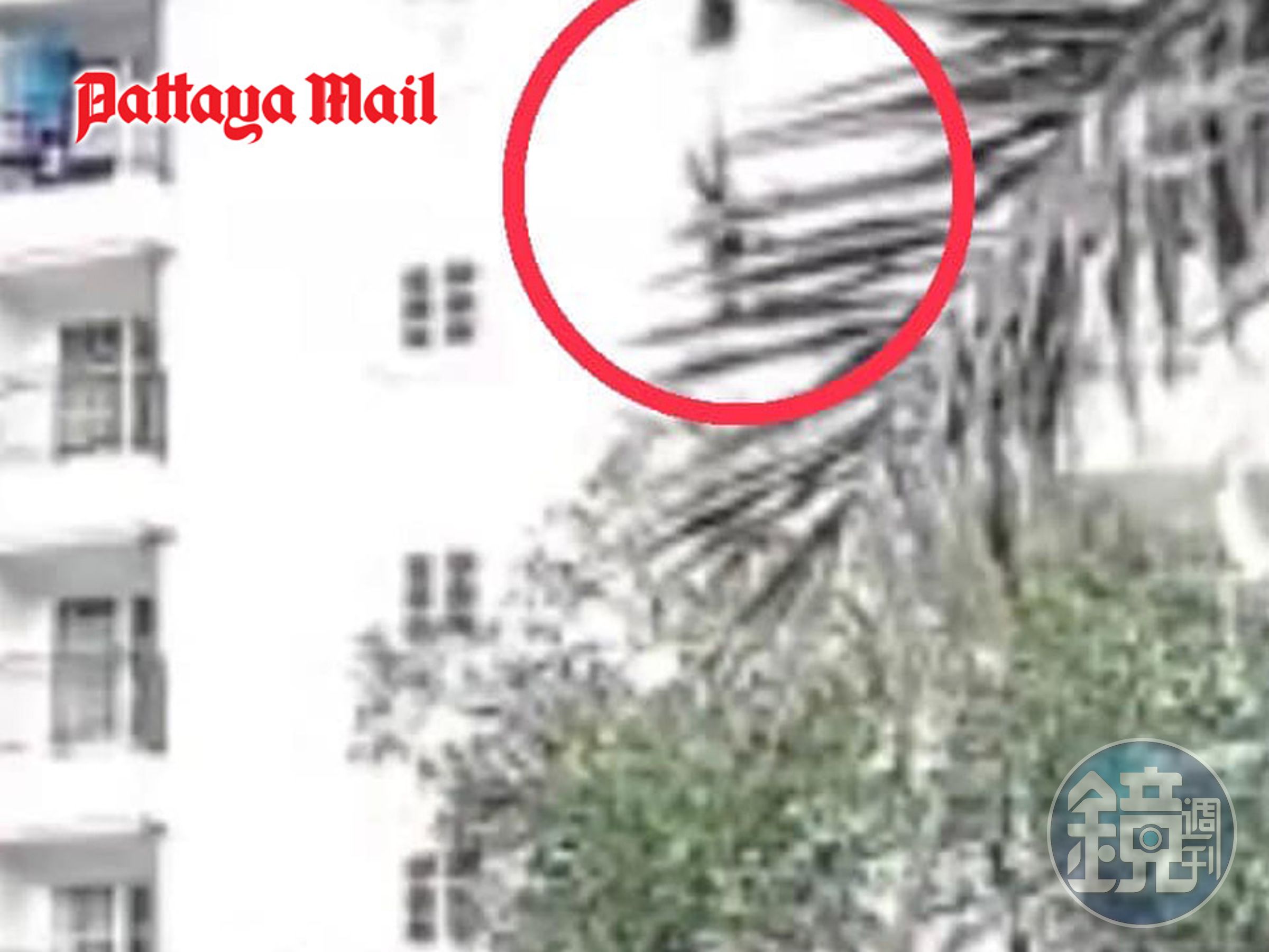 女遭男友倒掛在飯店外,從7樓墜下死亡瞬間曝光!下身赤裸死狀悽慘。(翻自《芭達雅郵報》)