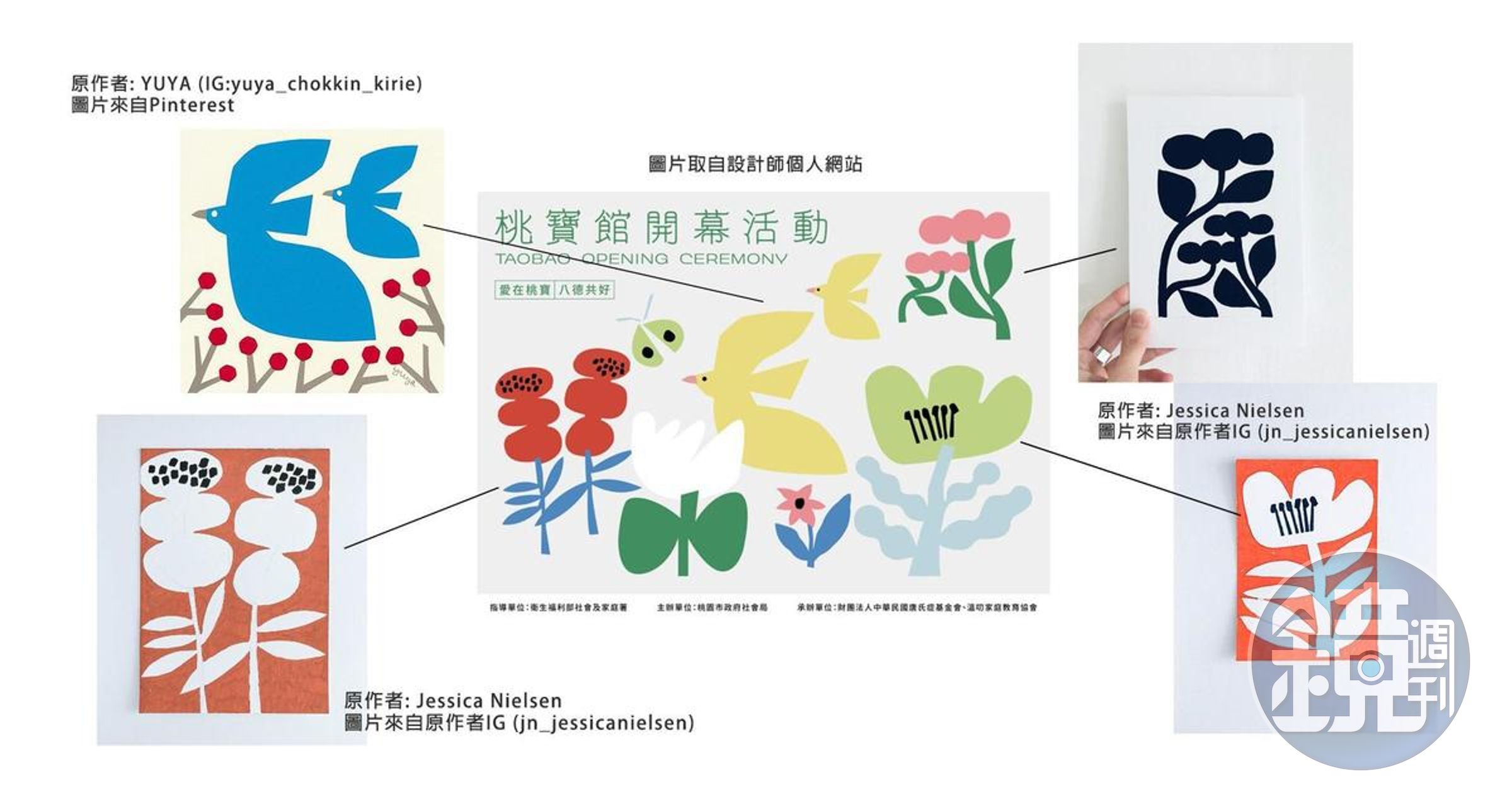 網友發現桃寶館開幕海報涉嫌抄襲。(翻攝自臉書@靠北設計師)