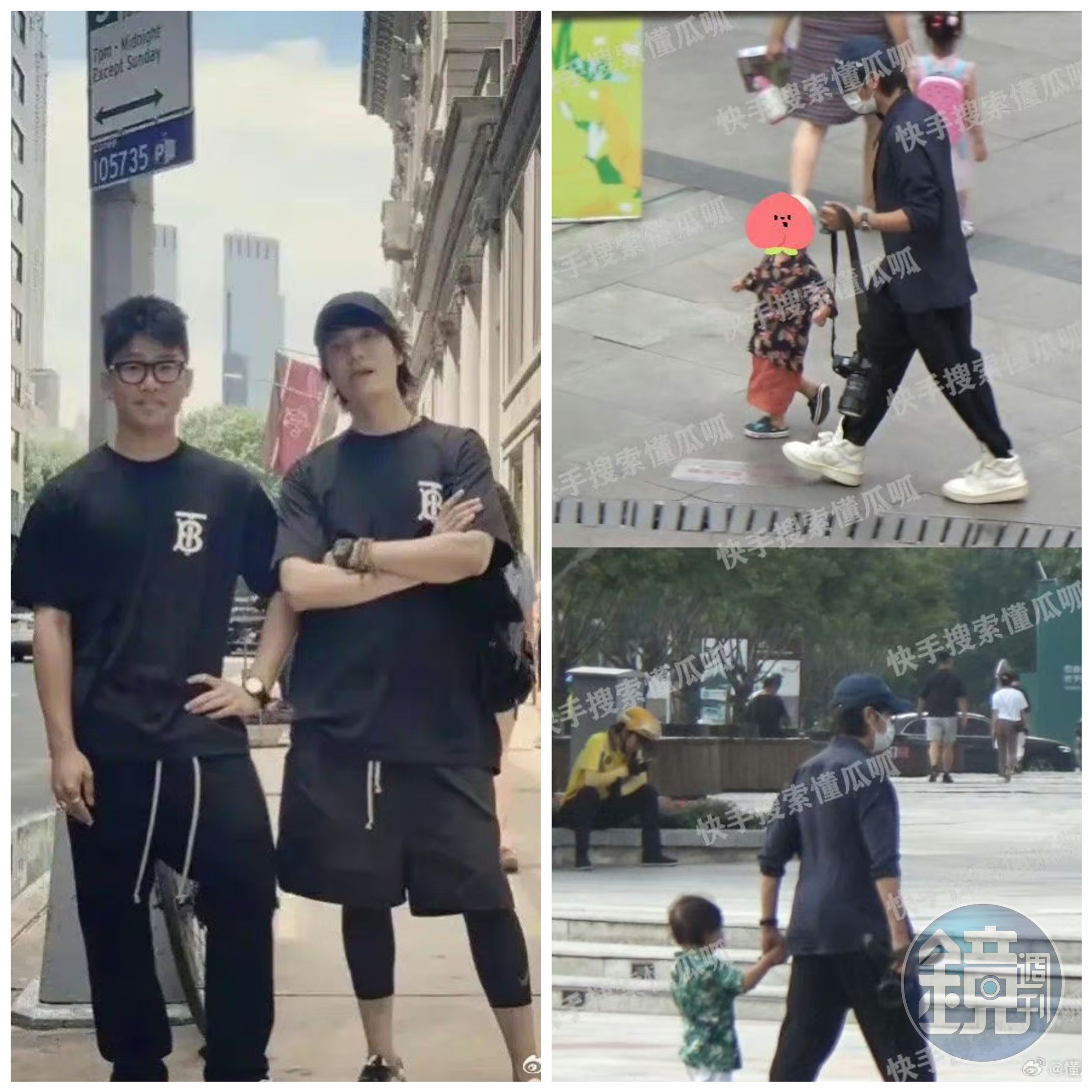 陳坤本就有個20歲的兒子陳尊佑,現在又被拍到牽著2名稚兒上街。(微博圖片)