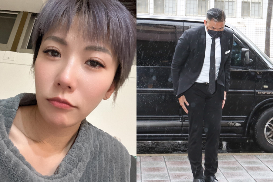 黑人（右）在雨中鞠躬比讚隔天，大牙（左）寫文發聲也借雨發揮。（翻攝臉書、本刊資料照）