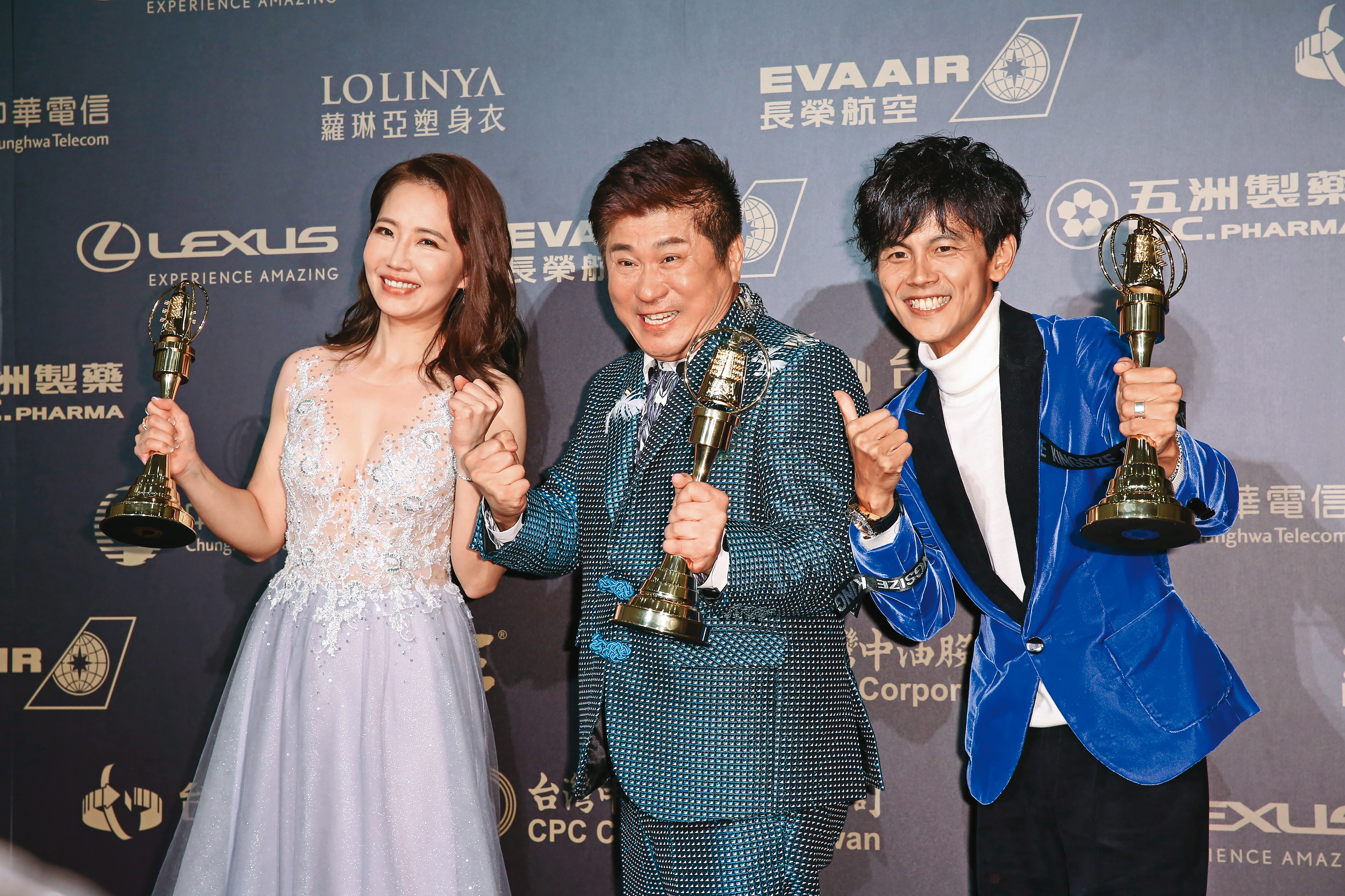 謝忻（左起）曾以《綜藝大集合》與胡瓜、阿翔等人共同奪得金鐘獎，最後因不倫戀退出節目。