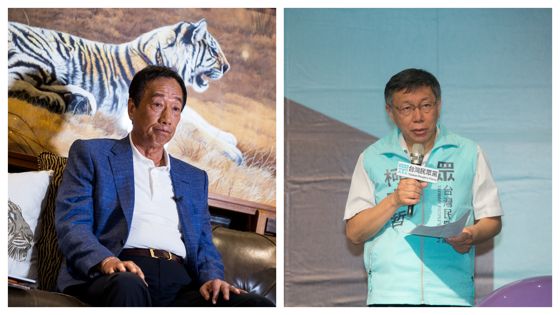 柯文哲（右）否定「郭柯配」的可能性，郭台銘（左）則「要識時務者為俊傑」。（本刊資料照）