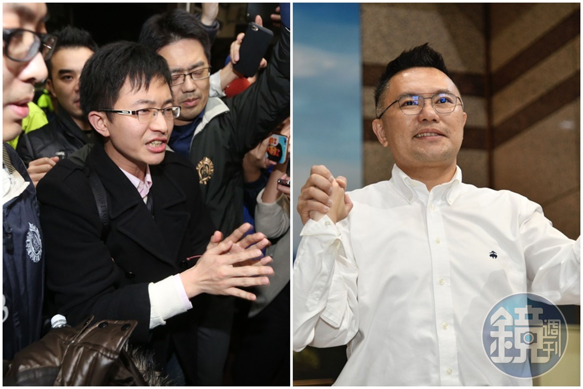 新黨台北市議員侯漢廷（左）投入台北市第一選區選戰，國民黨參選人張斯綱擔憂造成藍營分裂。（本刊資料照）