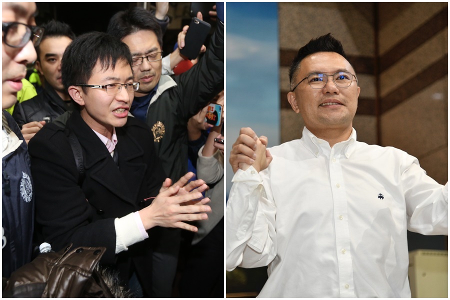 新黨台北市議員侯漢廷（左）投入台北市第一選區選戰，國民黨參選人張斯綱擔憂造成藍營分裂。（本刊資料照）