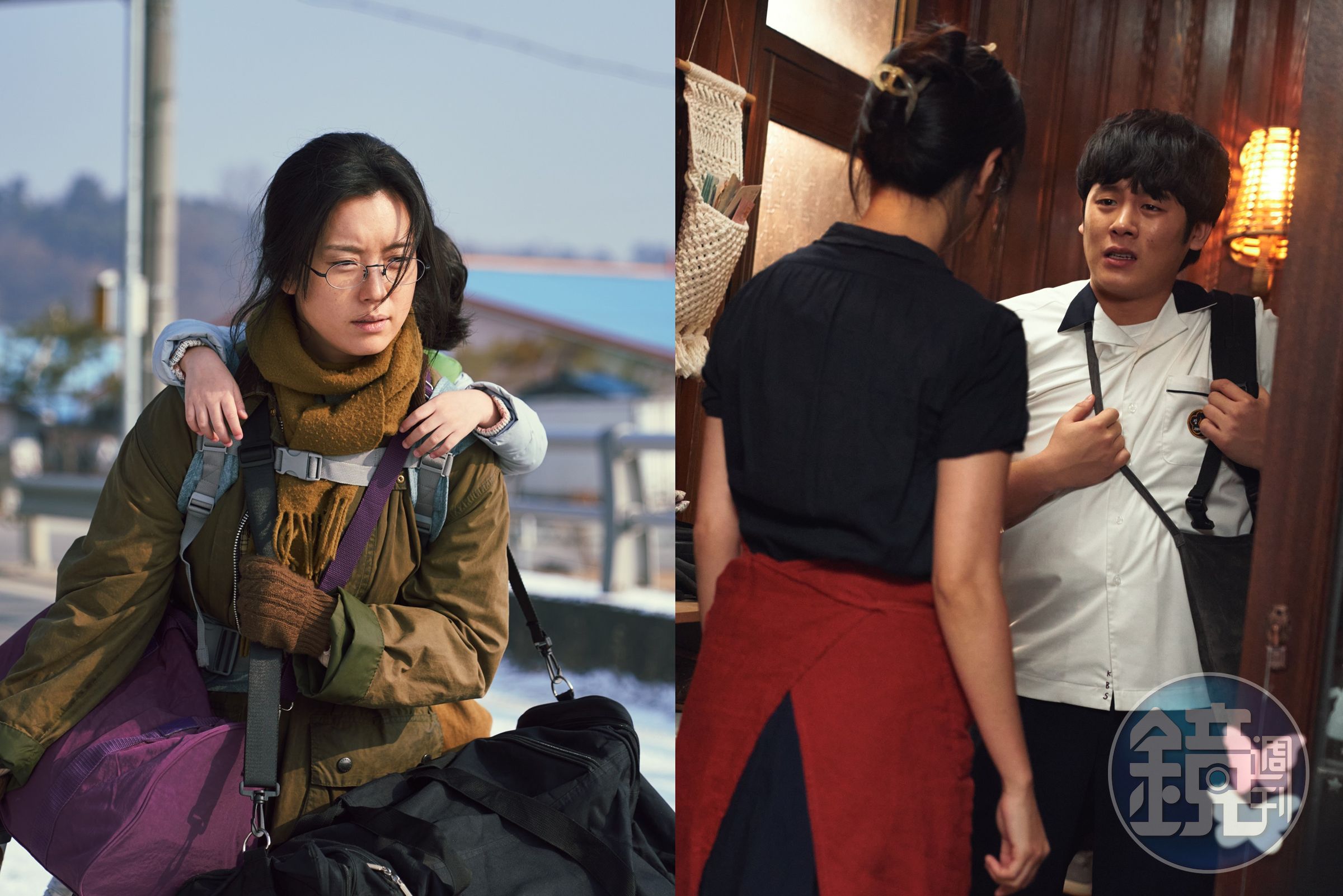 李正河（右圖右）在《MOVING異能》中飾演韓孝周（左圖）的兒子，為戲增重30多公斤。（Disney+提供）
