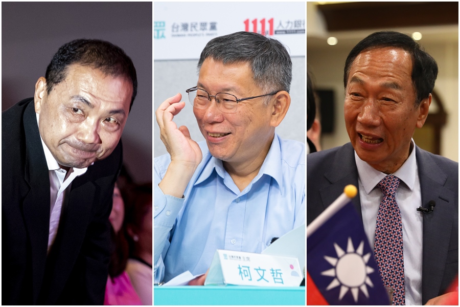 媒體人李艷秋批評在野的3隻小豬，一個毫無攻擊力，一個只會嘴砲，還有一個只想做老大。圖為侯友宜（左起）、柯文哲、郭台銘。（本刊資料照）