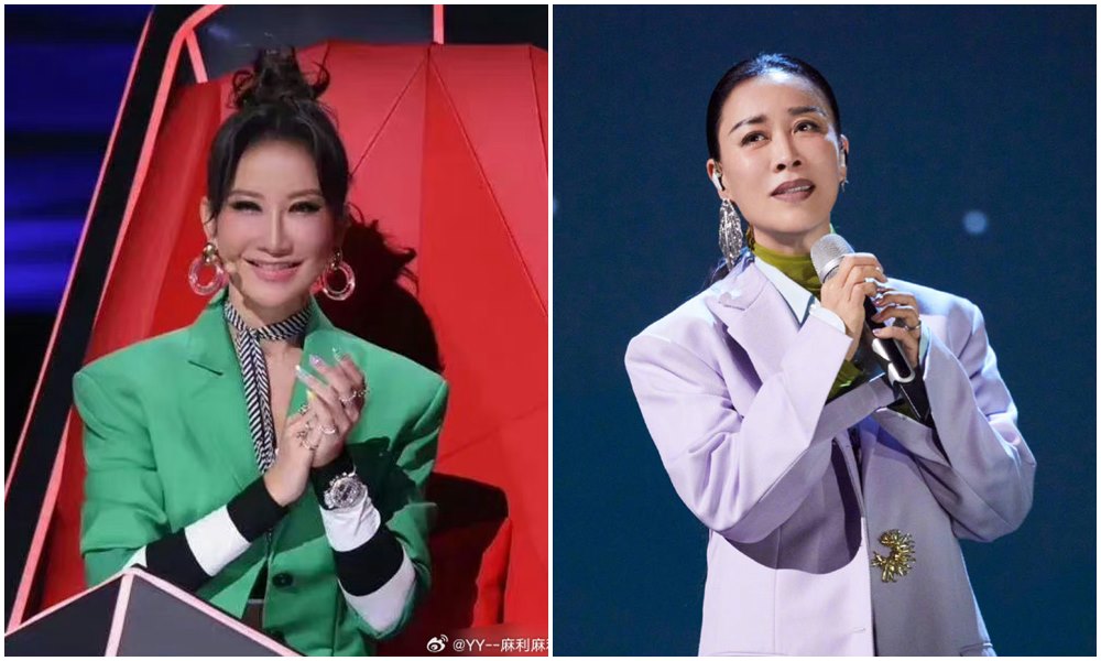 李玟（左）控訴遭《好聲音》羞辱，那英（右）也捲入其中。近日有網友在泰國遇到那英，上傳合照引起網友熱議。（翻攝微博）